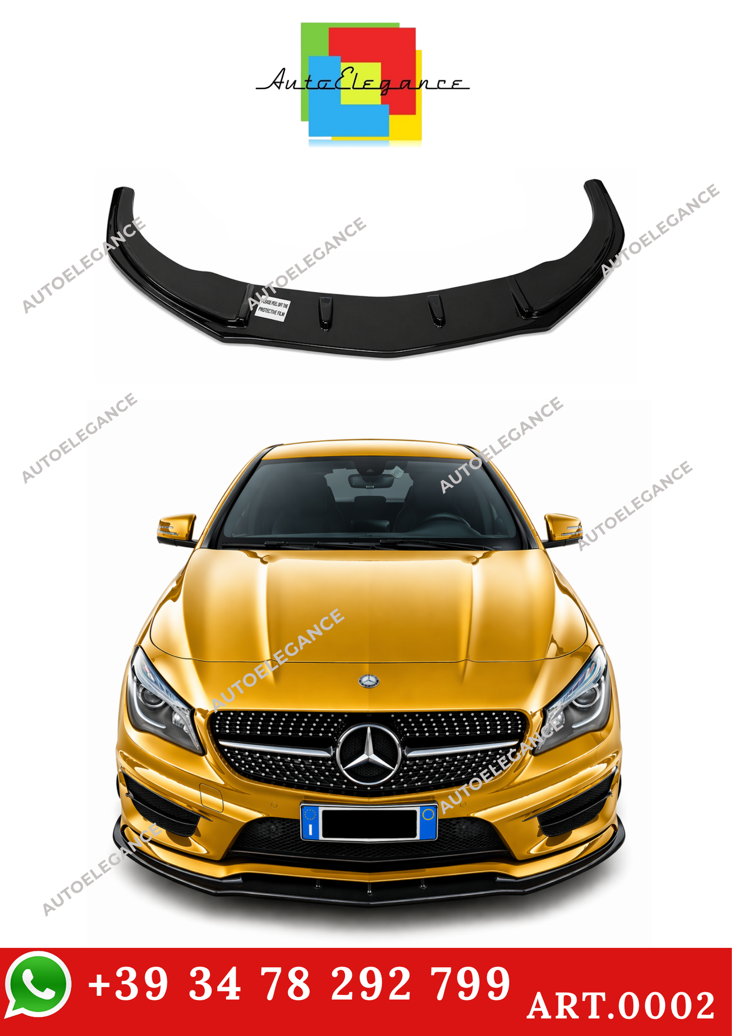 💫ART.0002 SPLITTER ANTERIORE PER CLASSE A W176 2012-2015 AMG NERO LUCIDO💫