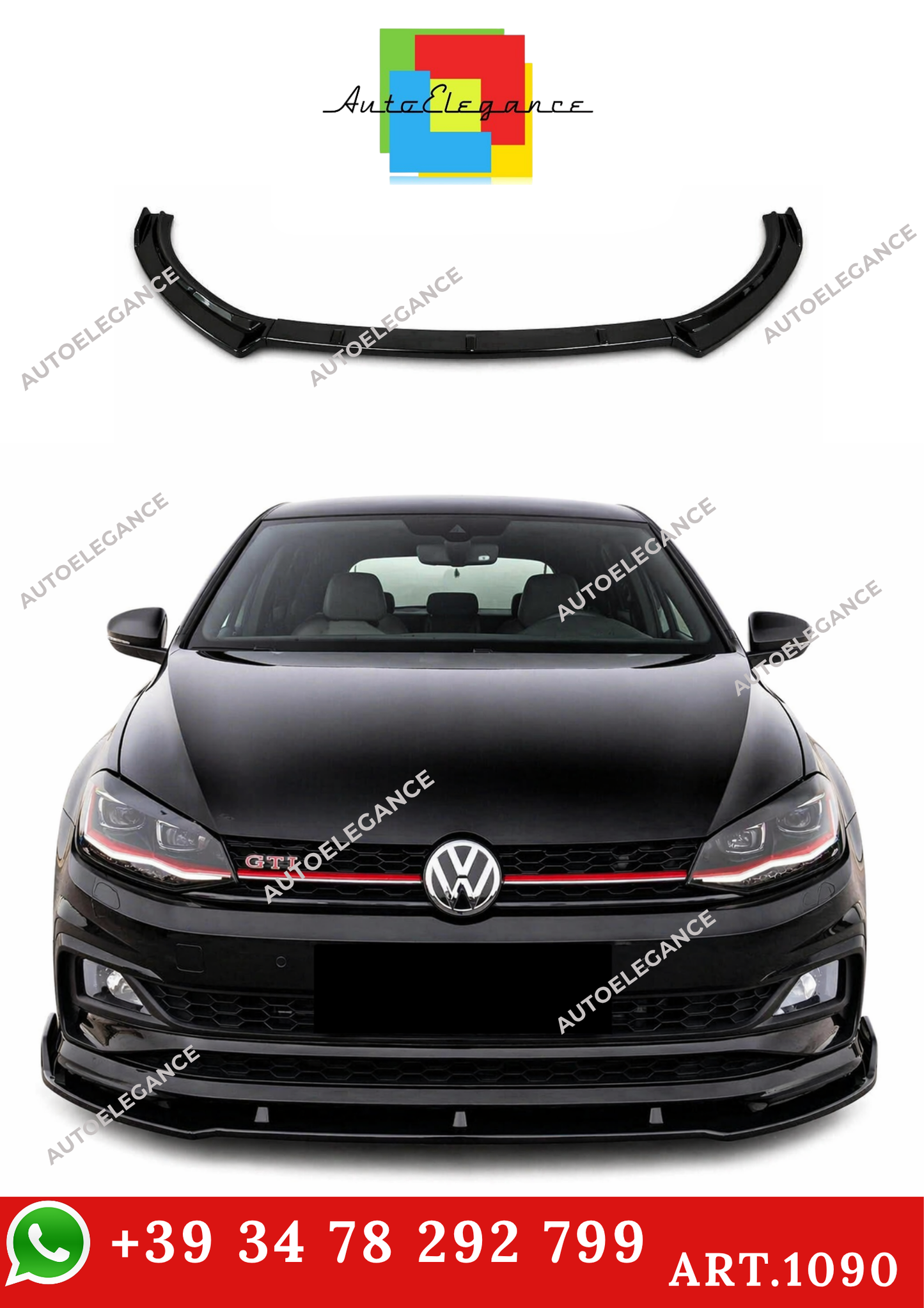 💫ART.1090 SPLITTER NERO LUCIDO - VW LOOK STANDARD EVO POLO AW1 2017+💫