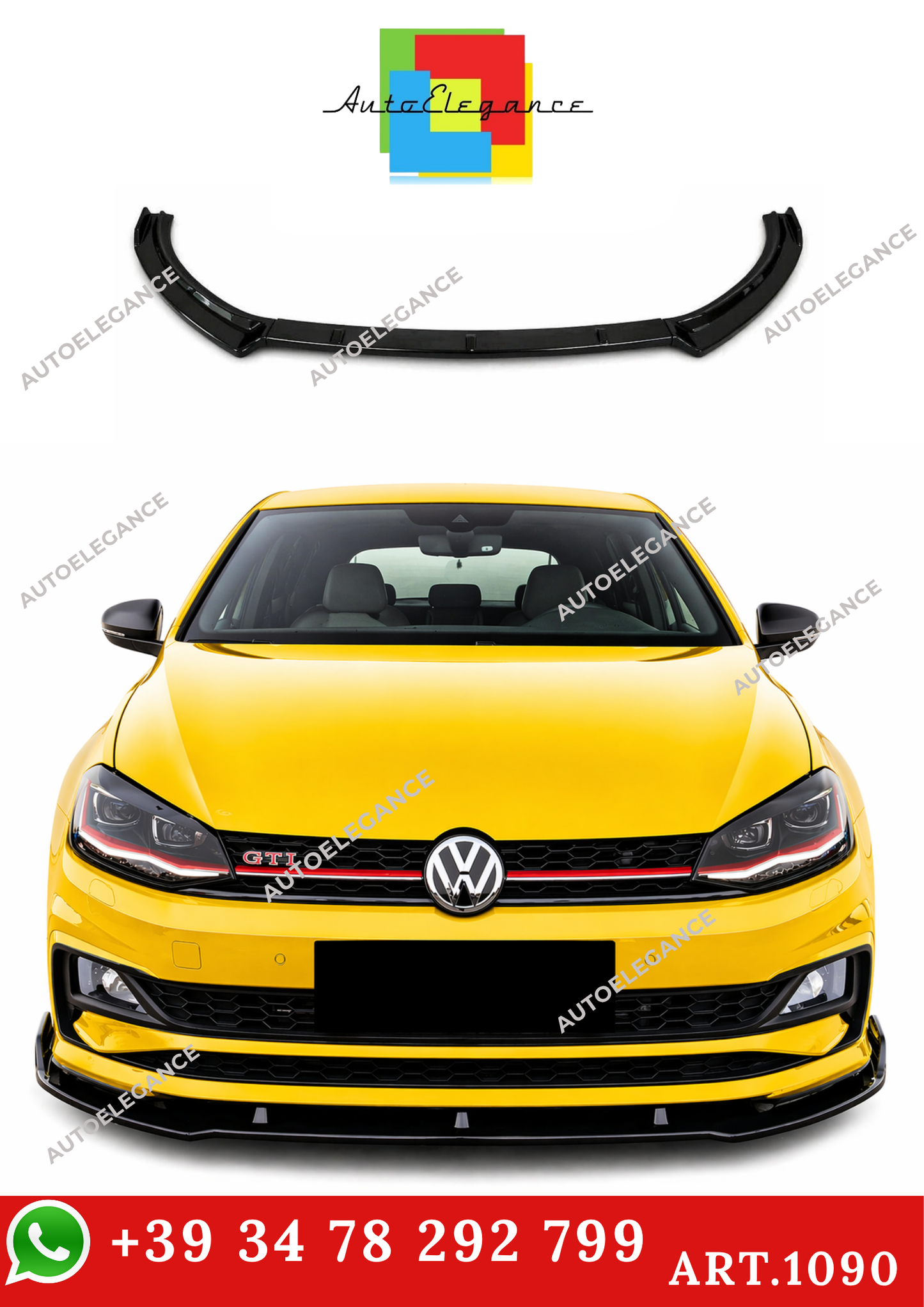💫ART.1090 SPLITTER NERO LUCIDO - VW LOOK STANDARD EVO POLO AW1 2017+💫