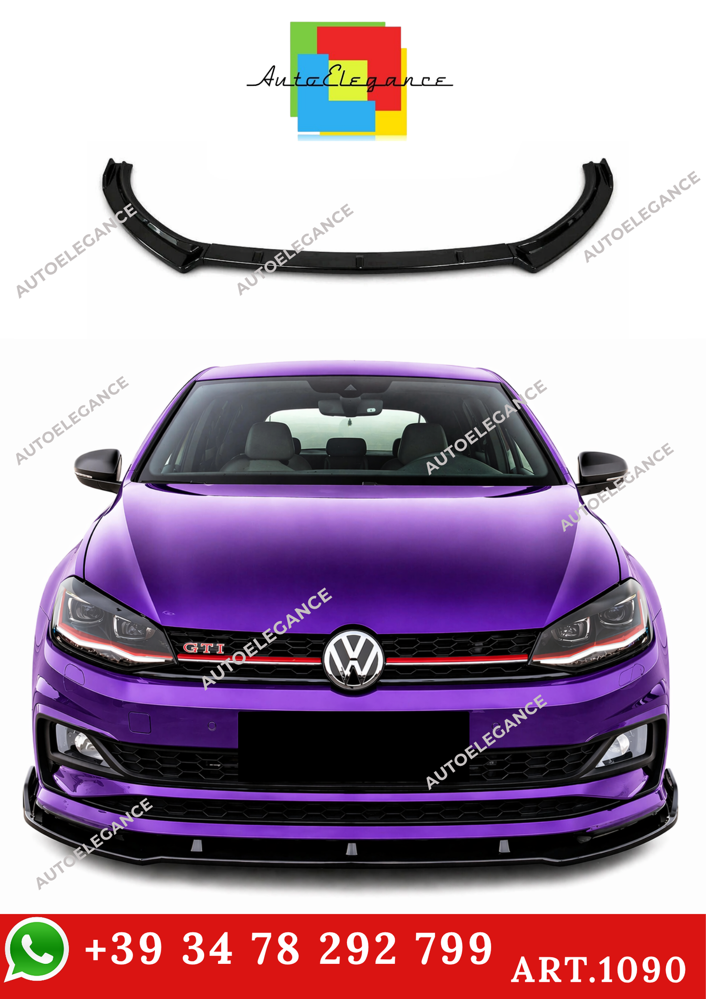 💫ART.1090 SPLITTER NERO LUCIDO - VW LOOK STANDARD EVO POLO AW1 2017+💫