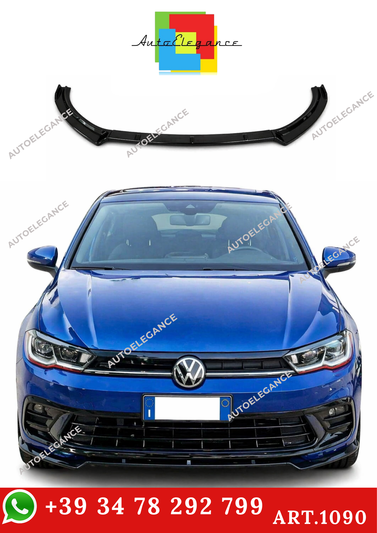 💫ART.1090 SPLITTER NERO LUCIDO - VW LOOK STANDARD EVO POLO AW1 2017+💫