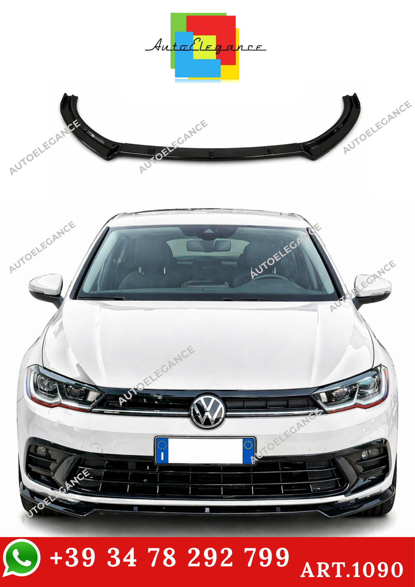 💫ART.1090 SPLITTER NERO LUCIDO - VW LOOK STANDARD EVO POLO AW1 2017+💫