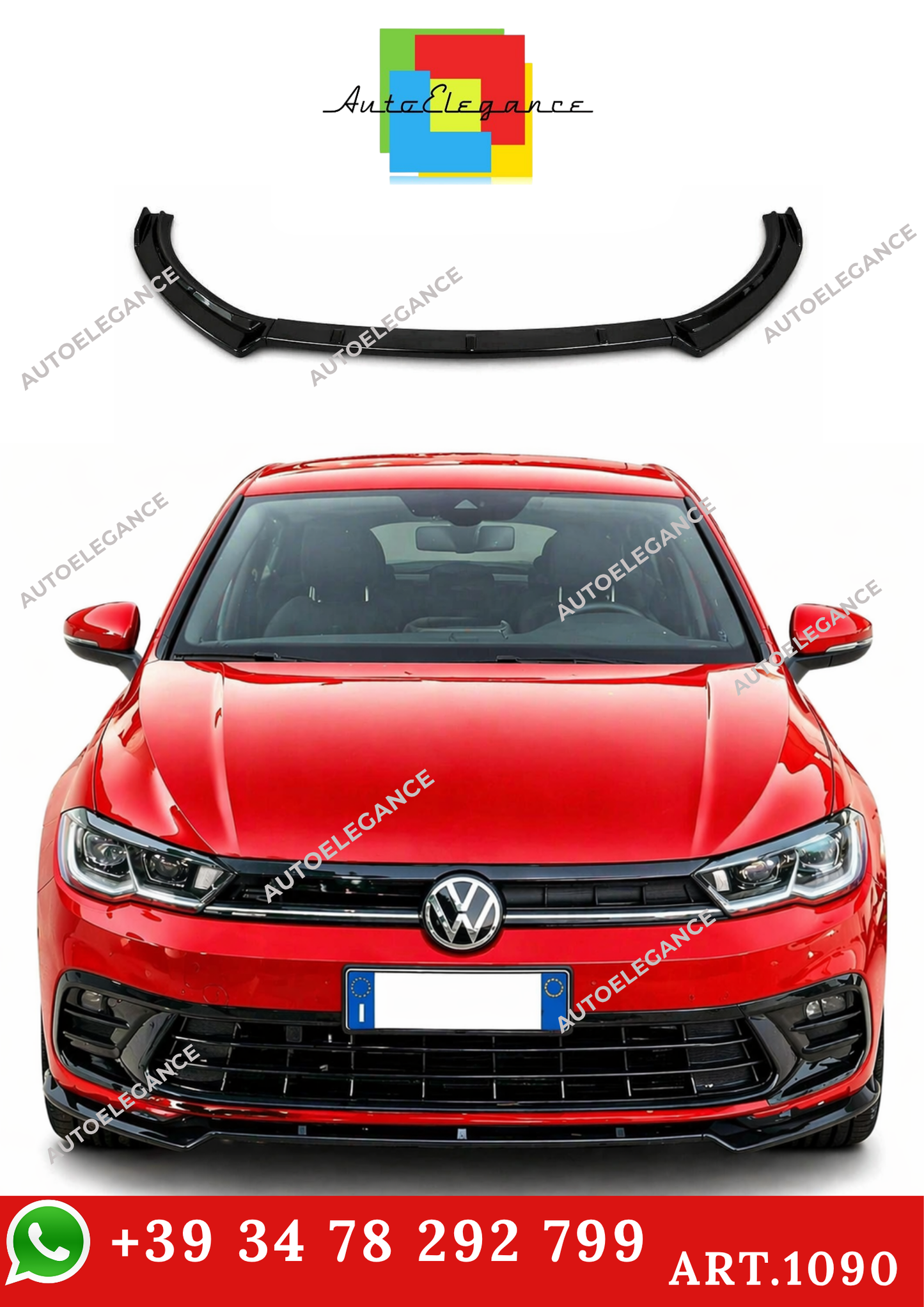 💫ART.1090 SPLITTER NERO LUCIDO - VW LOOK STANDARD EVO POLO AW1 2017+💫