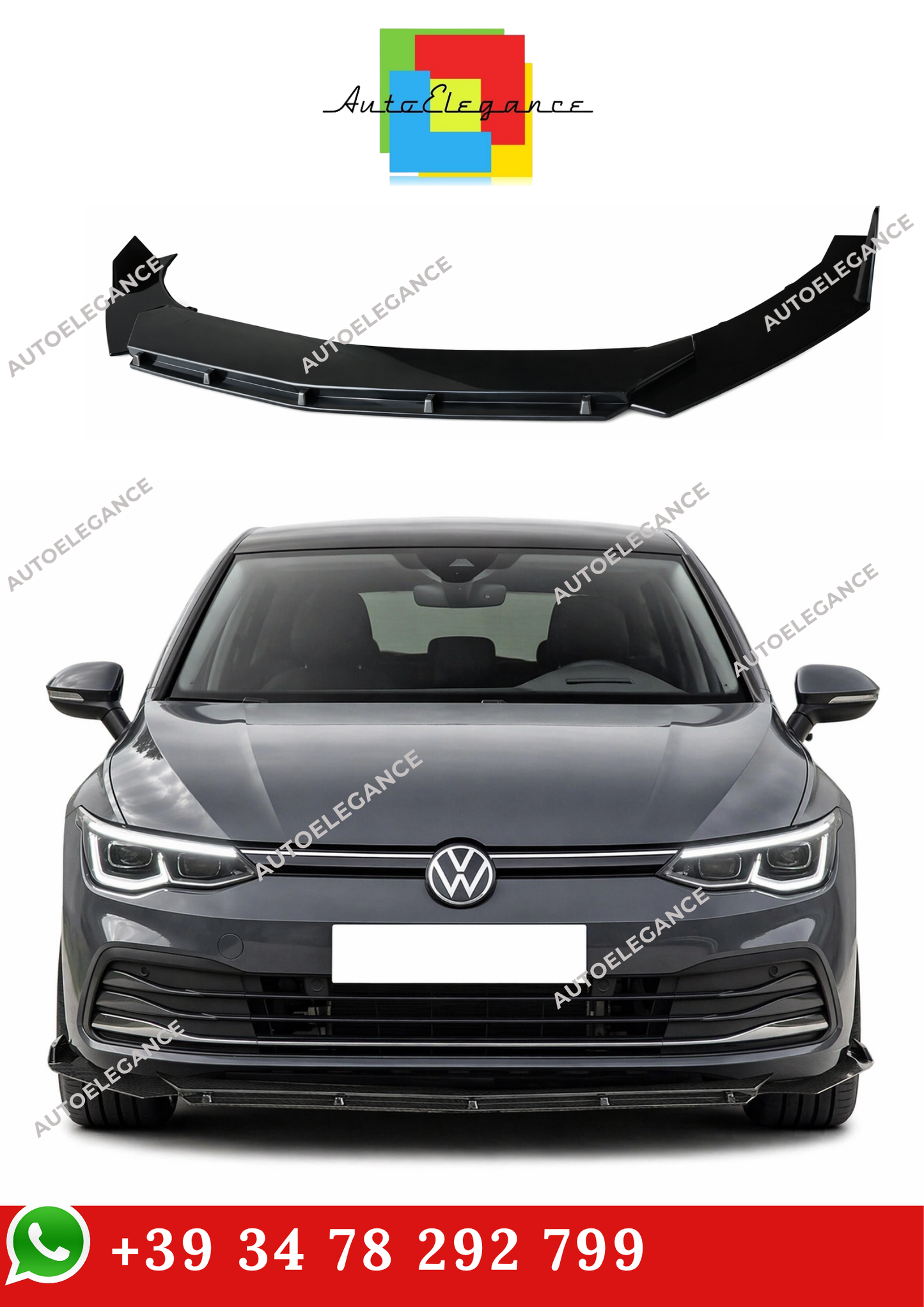💫SPLITTER ANTERIORE LOOK RS NERO LUCIDO PER VW GOLF 8 💫