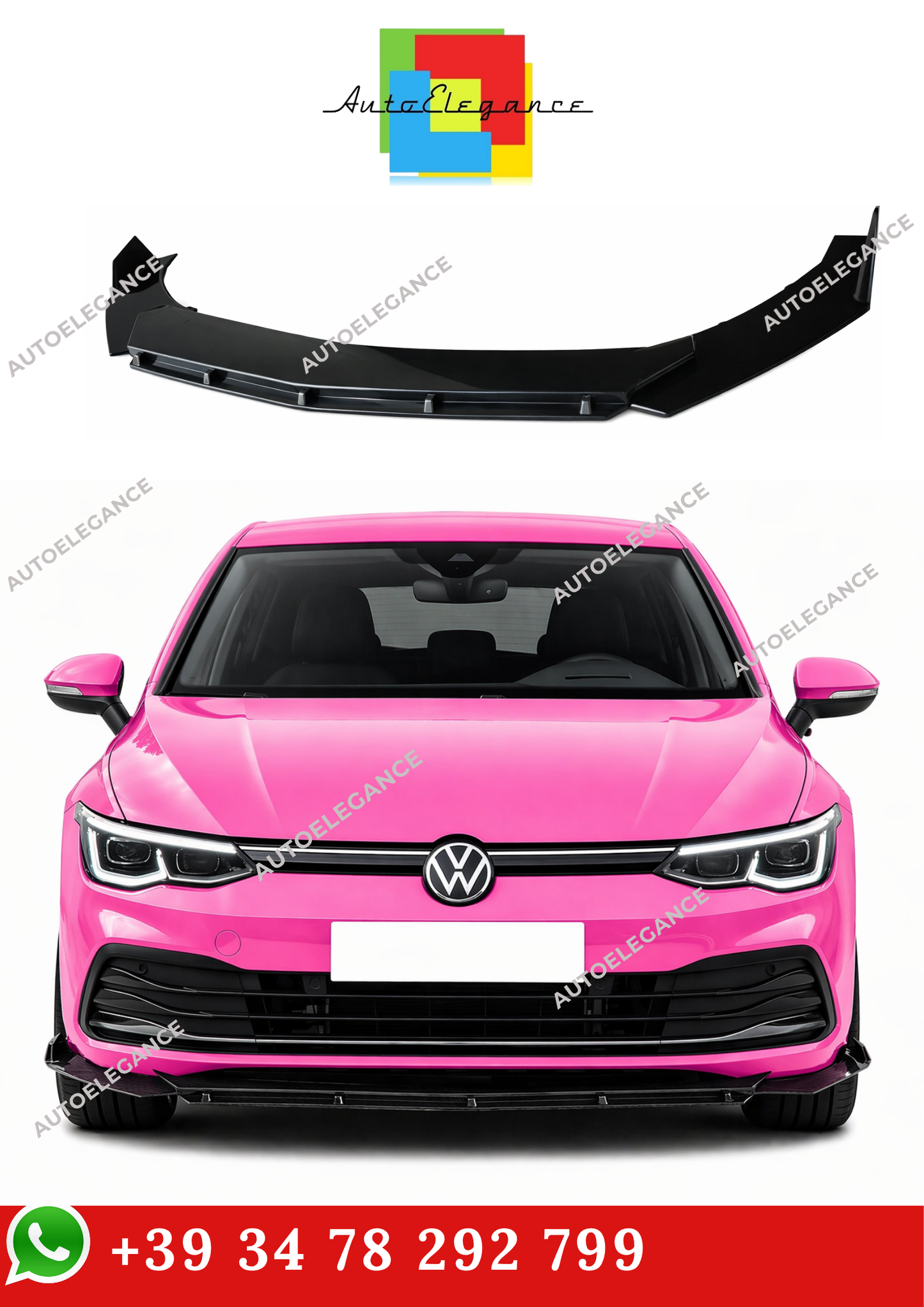 💫SPLITTER ANTERIORE LOOK RS NERO LUCIDO PER VW GOLF 8 💫