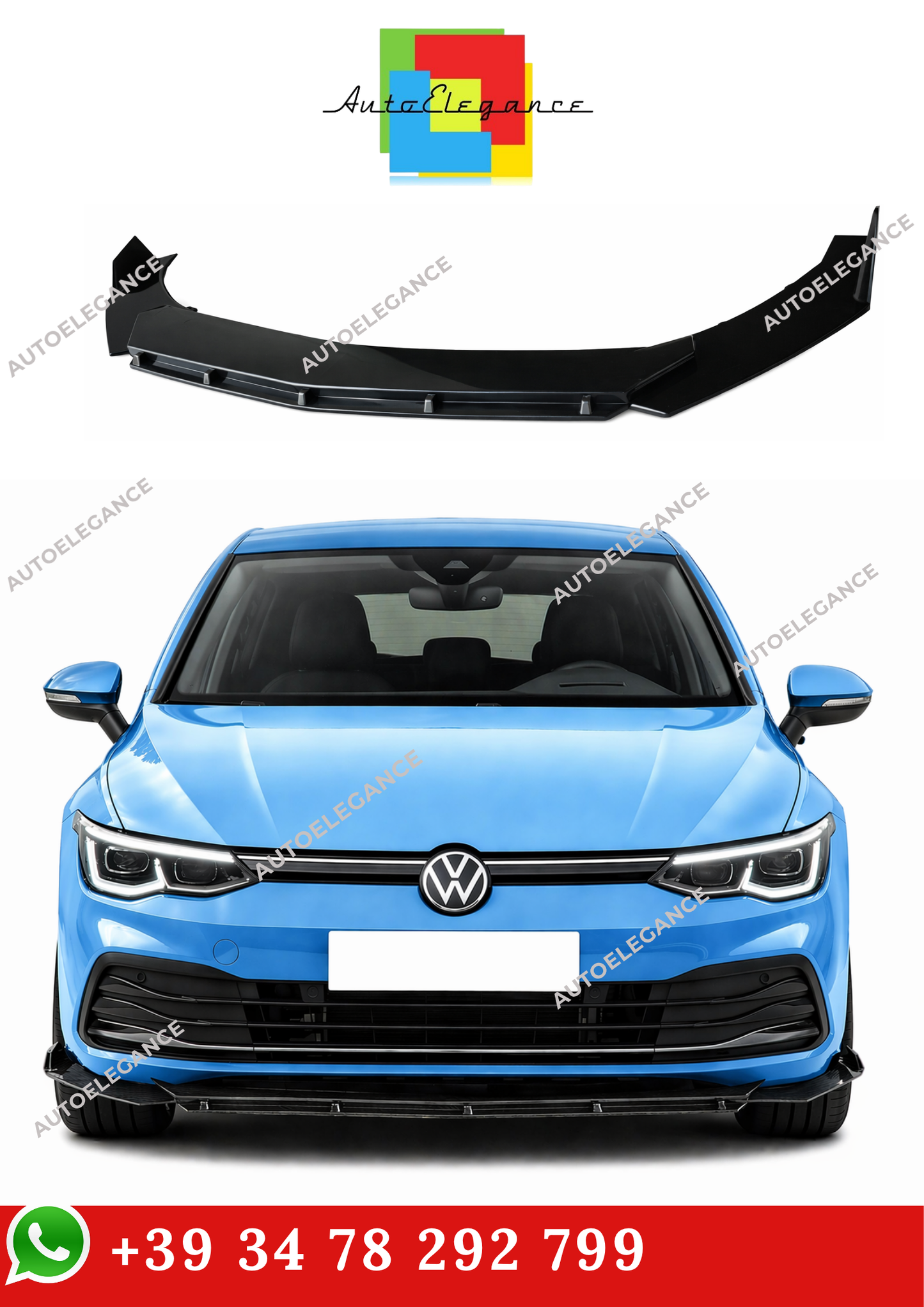 💫SPLITTER ANTERIORE LOOK RS NERO LUCIDO PER VW GOLF 8 💫