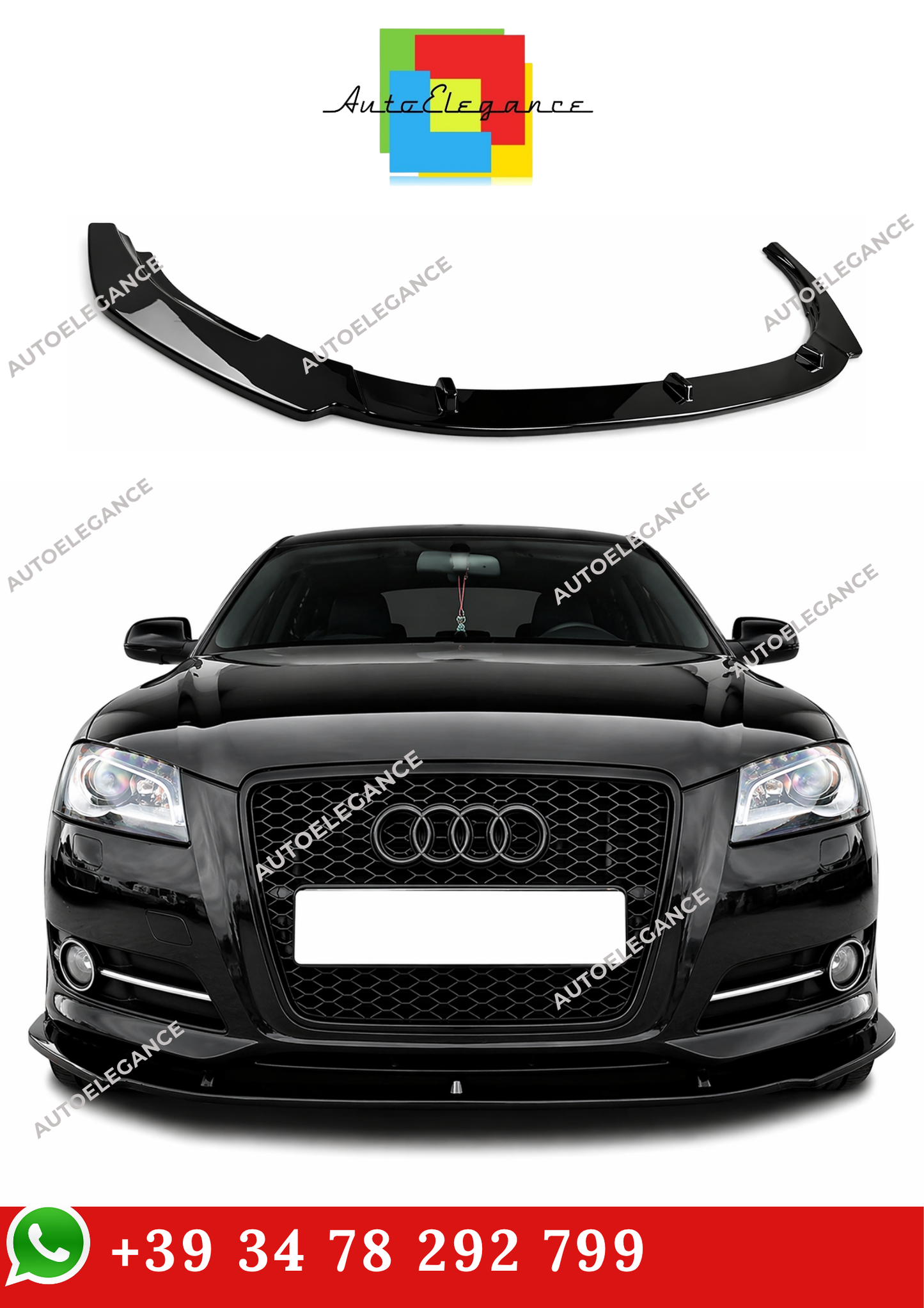 💫Splitter Anteriore Nero Lucido Per Audi A3 8P S-Line Facelift 2008-2013💫