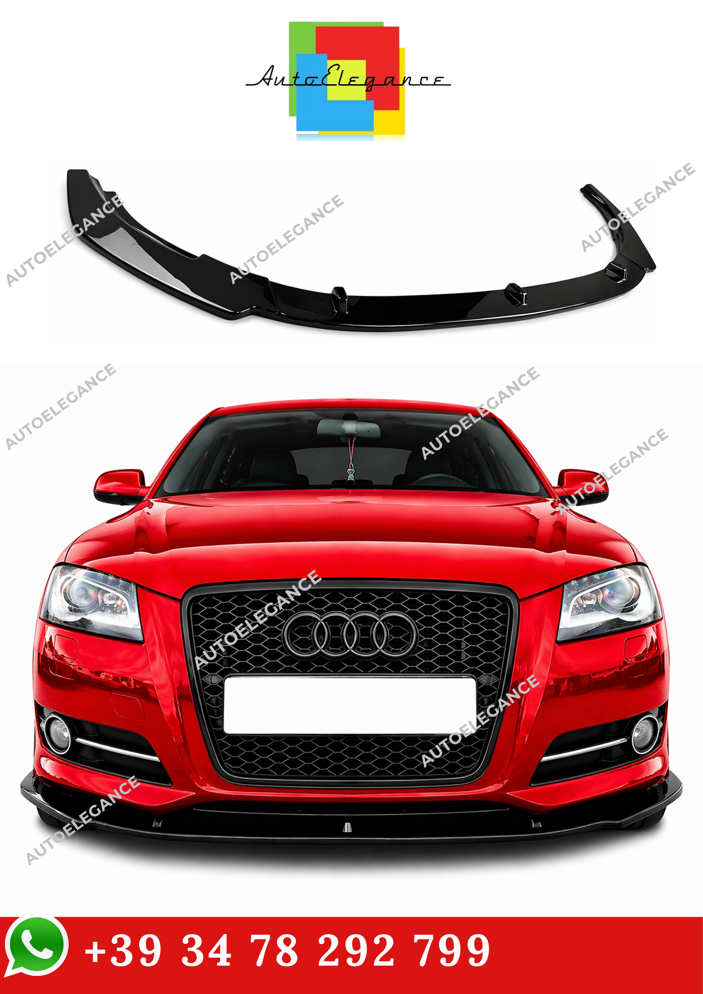 💫Splitter Anteriore Nero Lucido Per Audi A3 8P S-Line Facelift 2008-2013💫