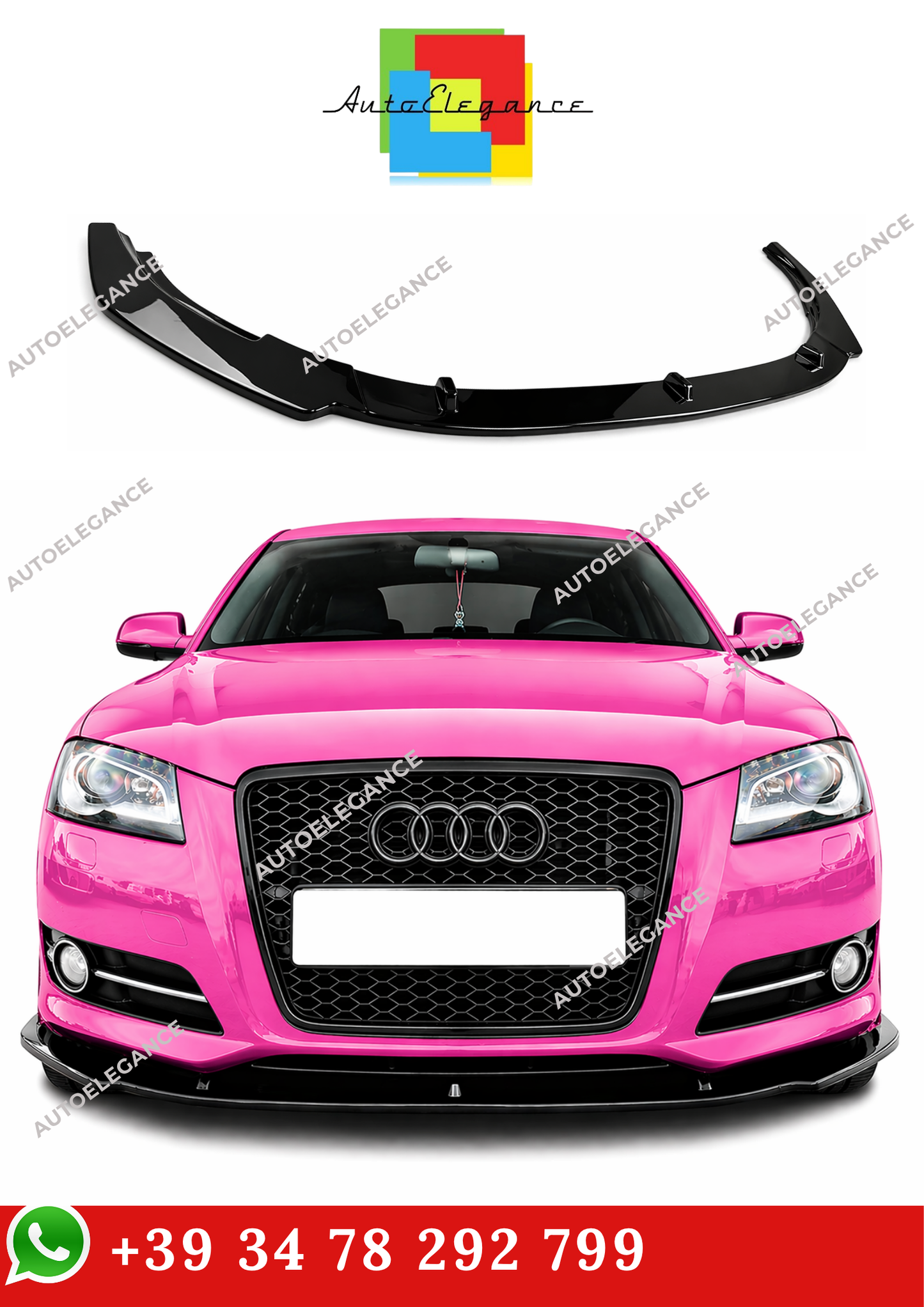 💫Splitter Anteriore Nero Lucido Per Audi A3 8P S-Line Facelift 2008-2013💫