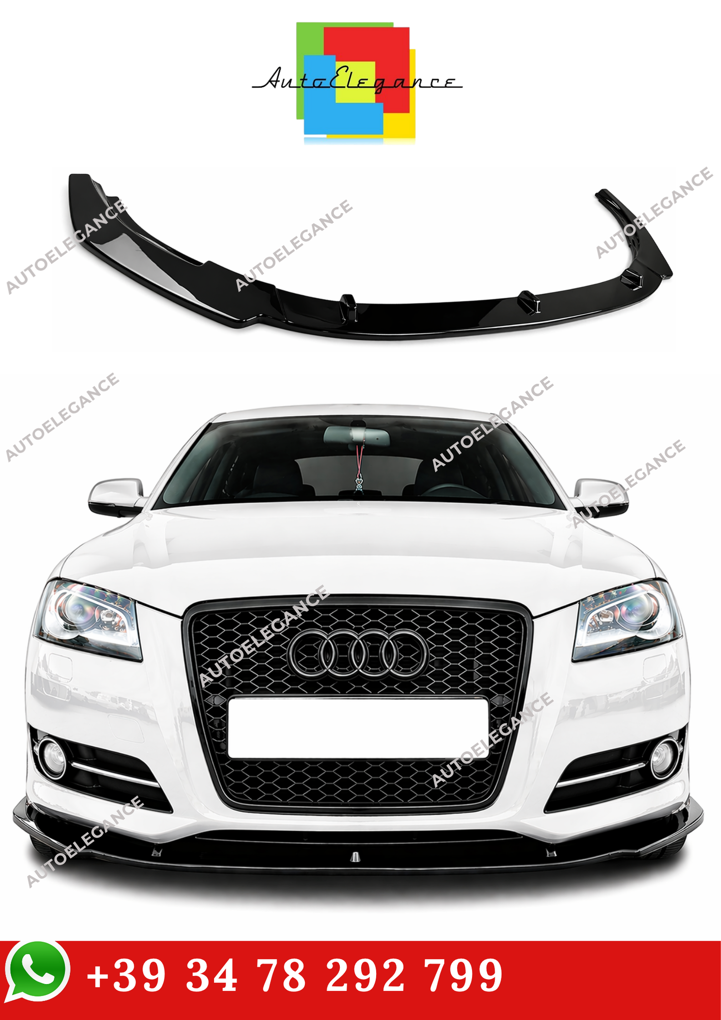💫Splitter Anteriore Nero Lucido Per Audi A3 8P S-Line Facelift 2008-2013💫