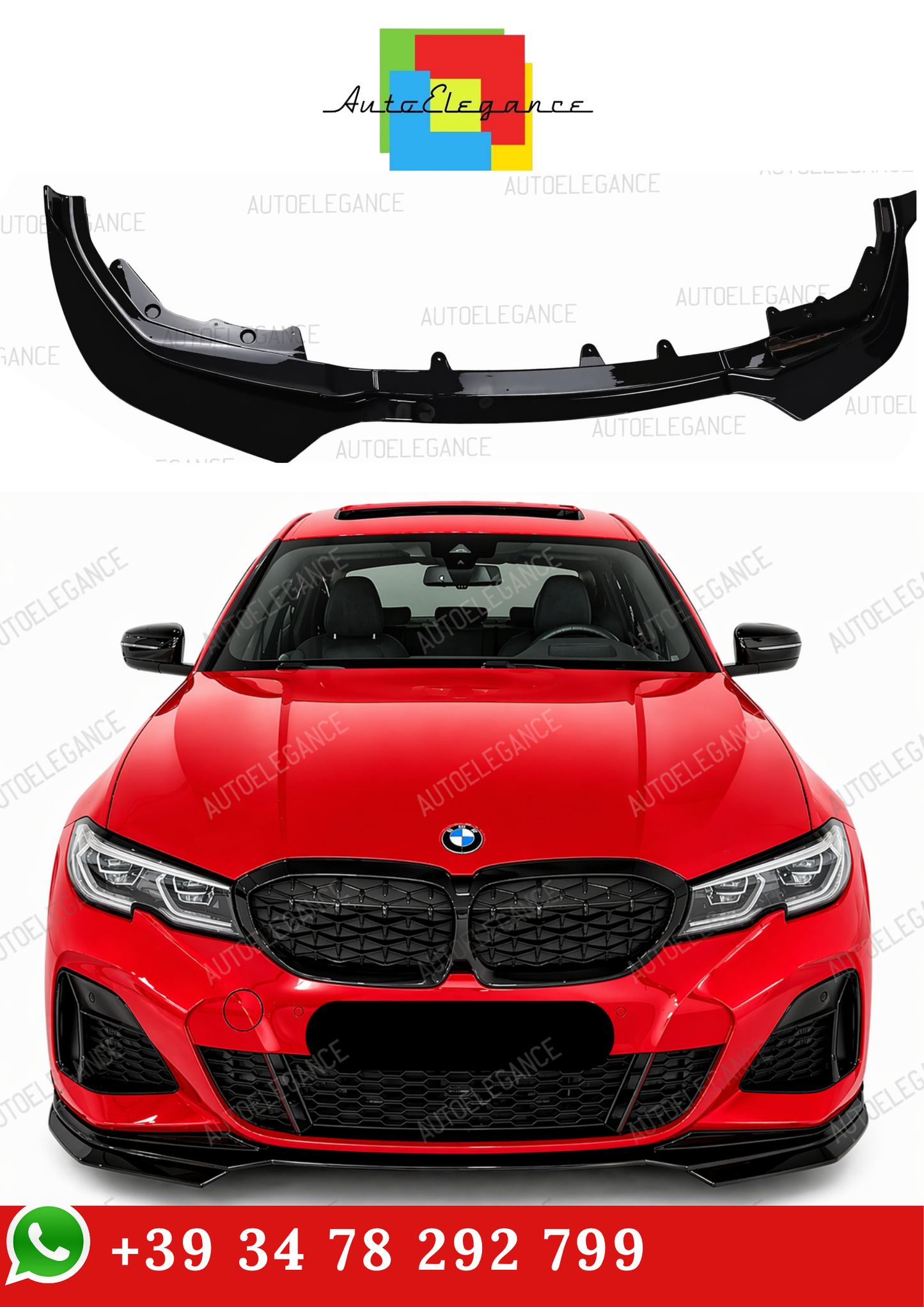 💫Splitter Nero Lucido Stile M Performance per BMW Serie 3 G20 G21 2019-2022💫