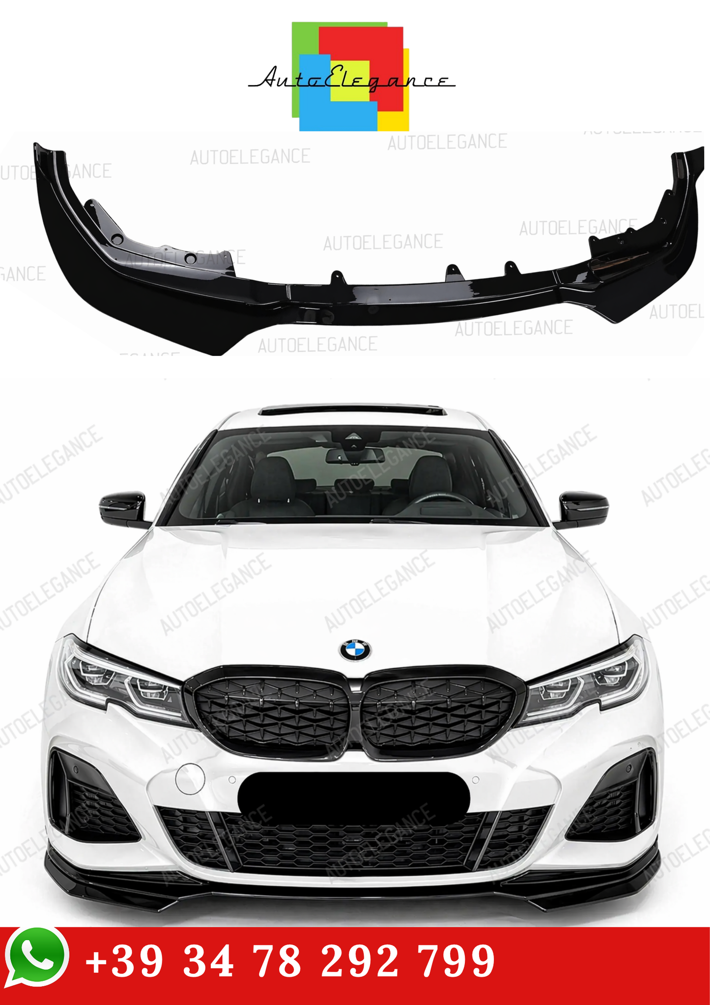 💫Splitter Nero Lucido Stile M Performance per BMW Serie 3 G20 G21 2019-2022💫