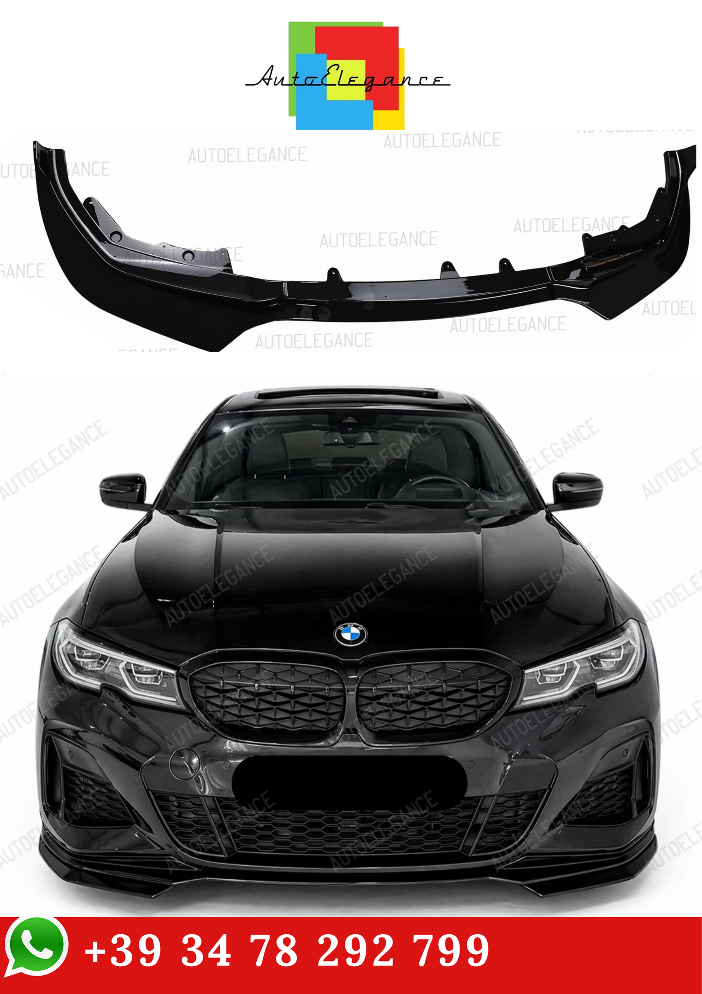 💫Splitter Nero Lucido Stile M Performance per BMW Serie 3 G20 G21 2019-2022💫