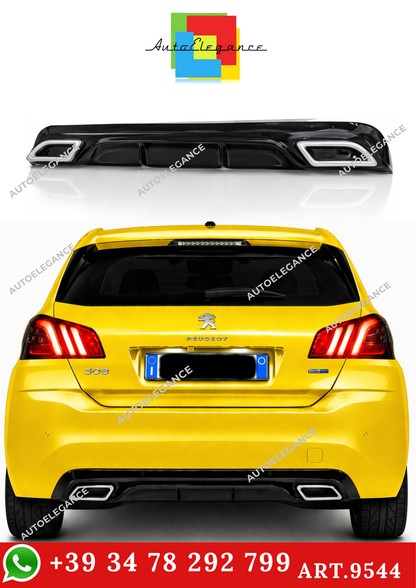 💫ART.9544 DIFFUSORE PEUGEOT 308 II 2013-2021 NERO LUCIDO TERMINALI OVALI💫