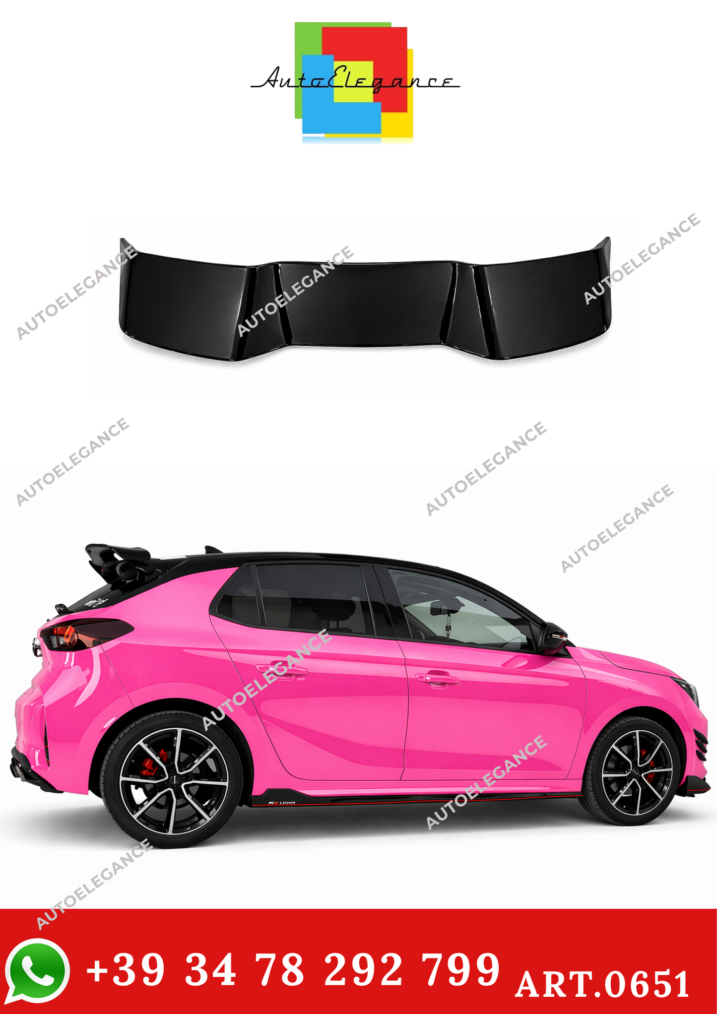 💫ART.0651 SPOILER TETTO PER OPEL CORSA F 2019+ NERO LUCIDO💫