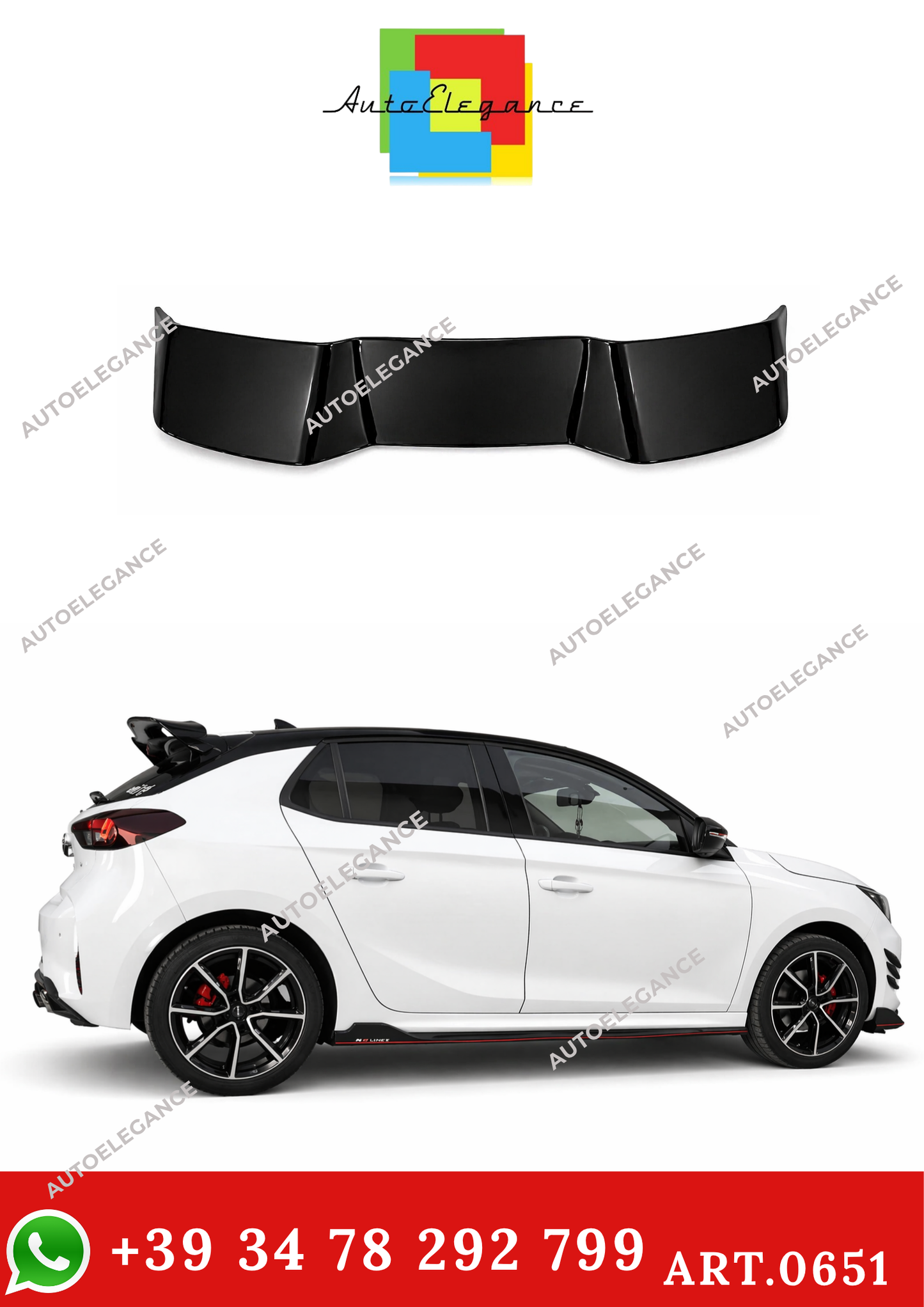 💫ART.0651 SPOILER TETTO PER OPEL CORSA F 2019+ NERO LUCIDO💫