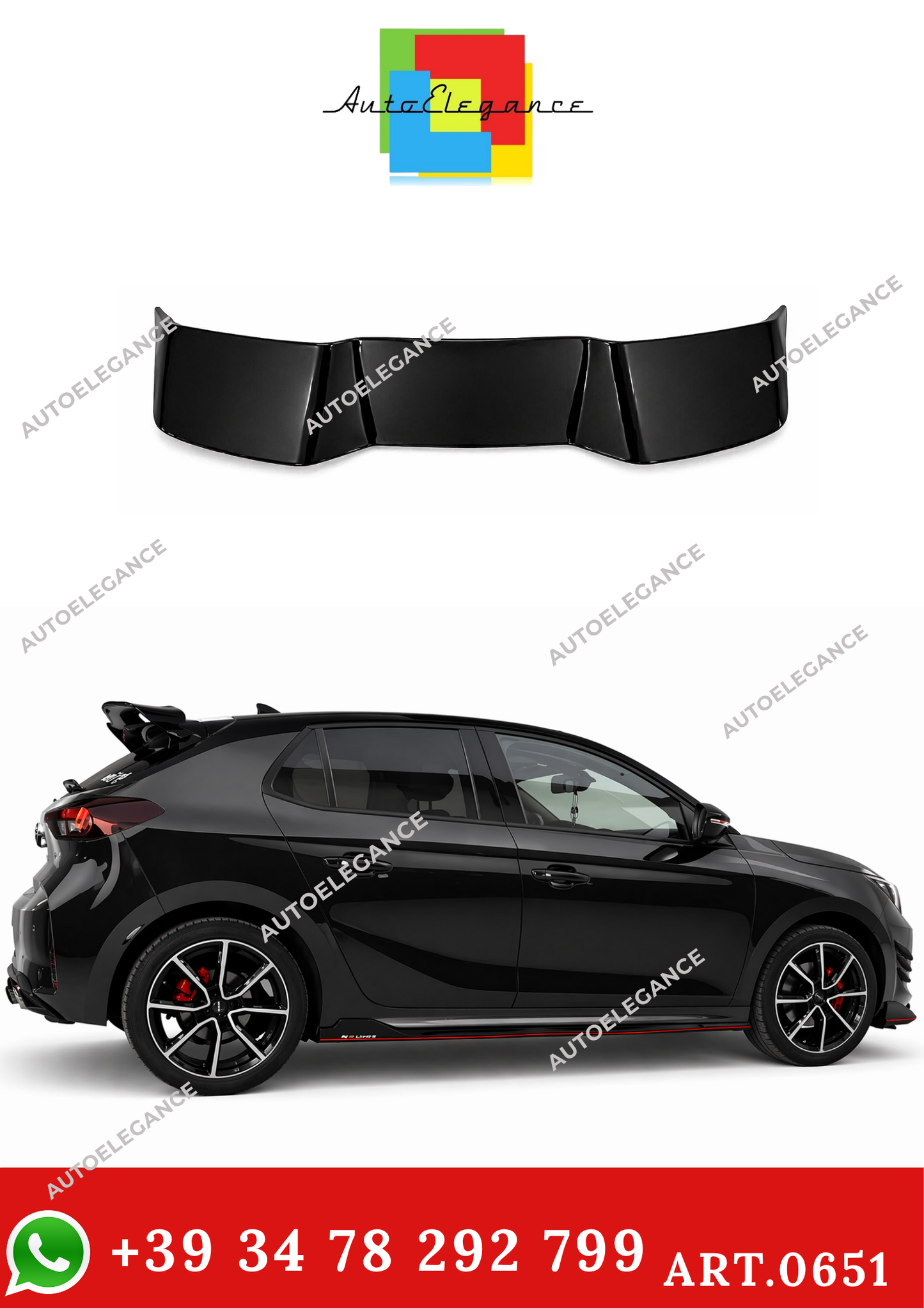 💫ART.0651 SPOILER TETTO PER OPEL CORSA F 2019+ NERO LUCIDO💫