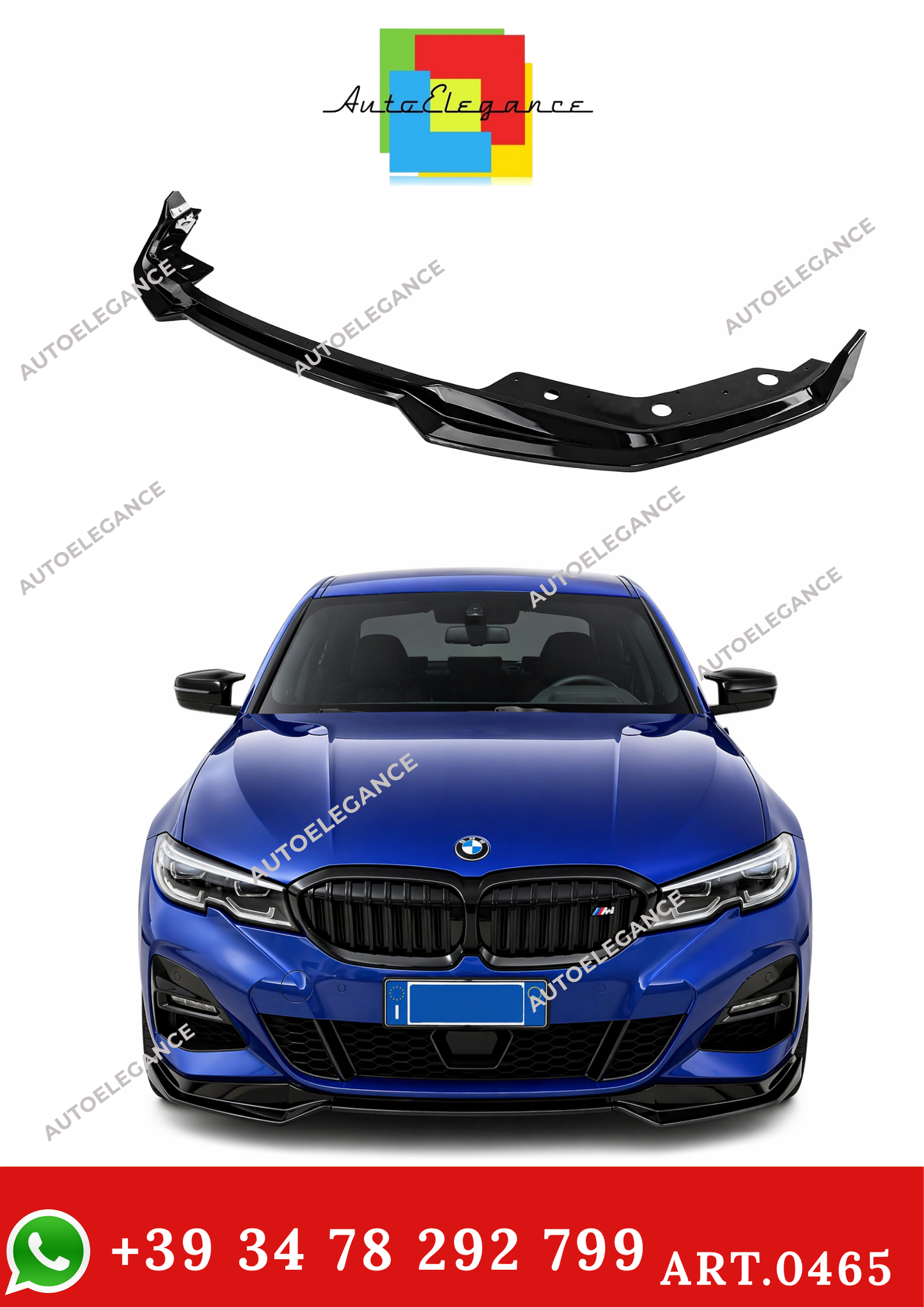 💫ART. 0465 SPLITTER M SPORT  NERO LUCIDO ABS PER BMW SERIE 3 G20💫