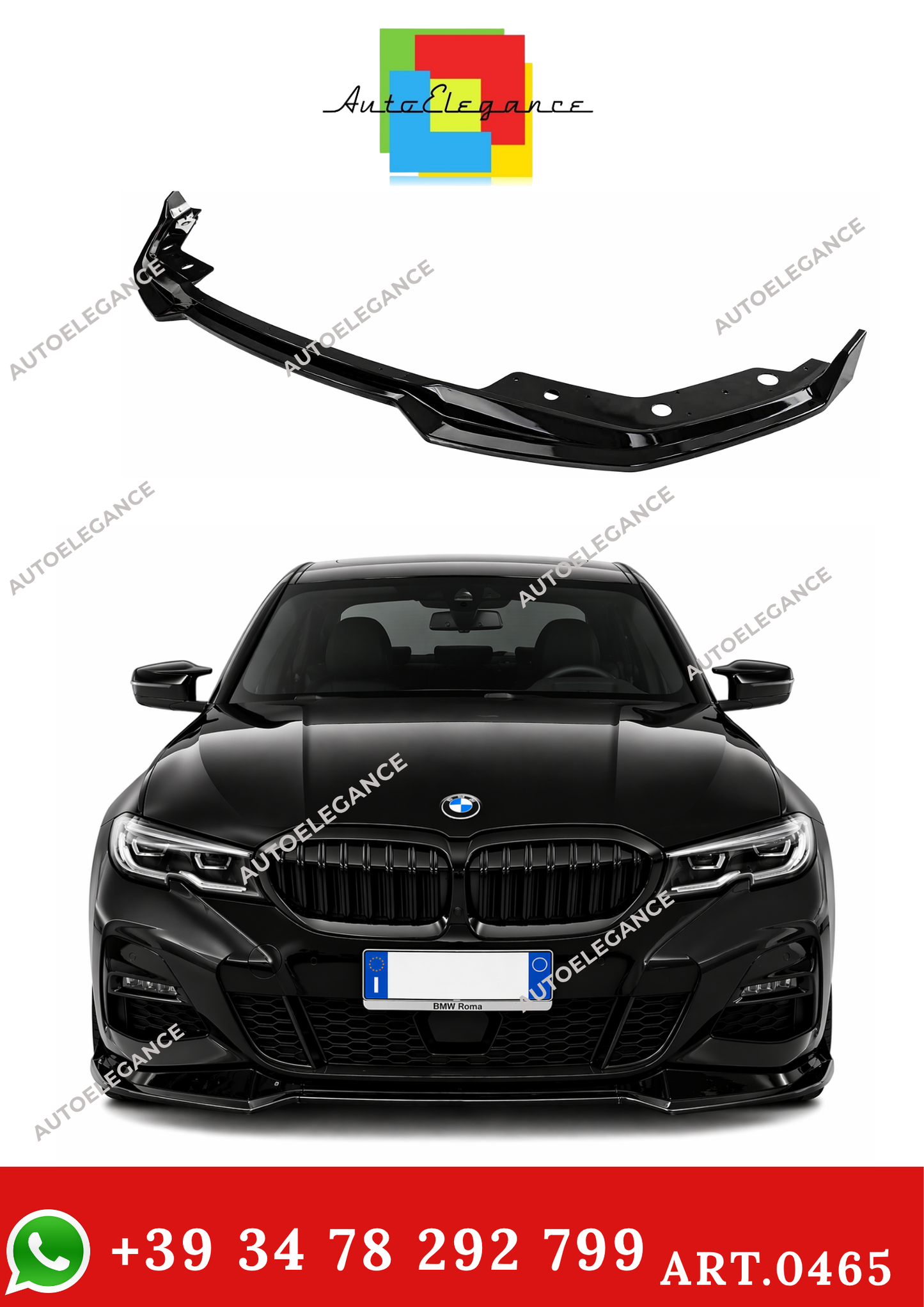 💫ART. 0465 SPLITTER M SPORT  NERO LUCIDO ABS PER BMW SERIE 3 G20💫