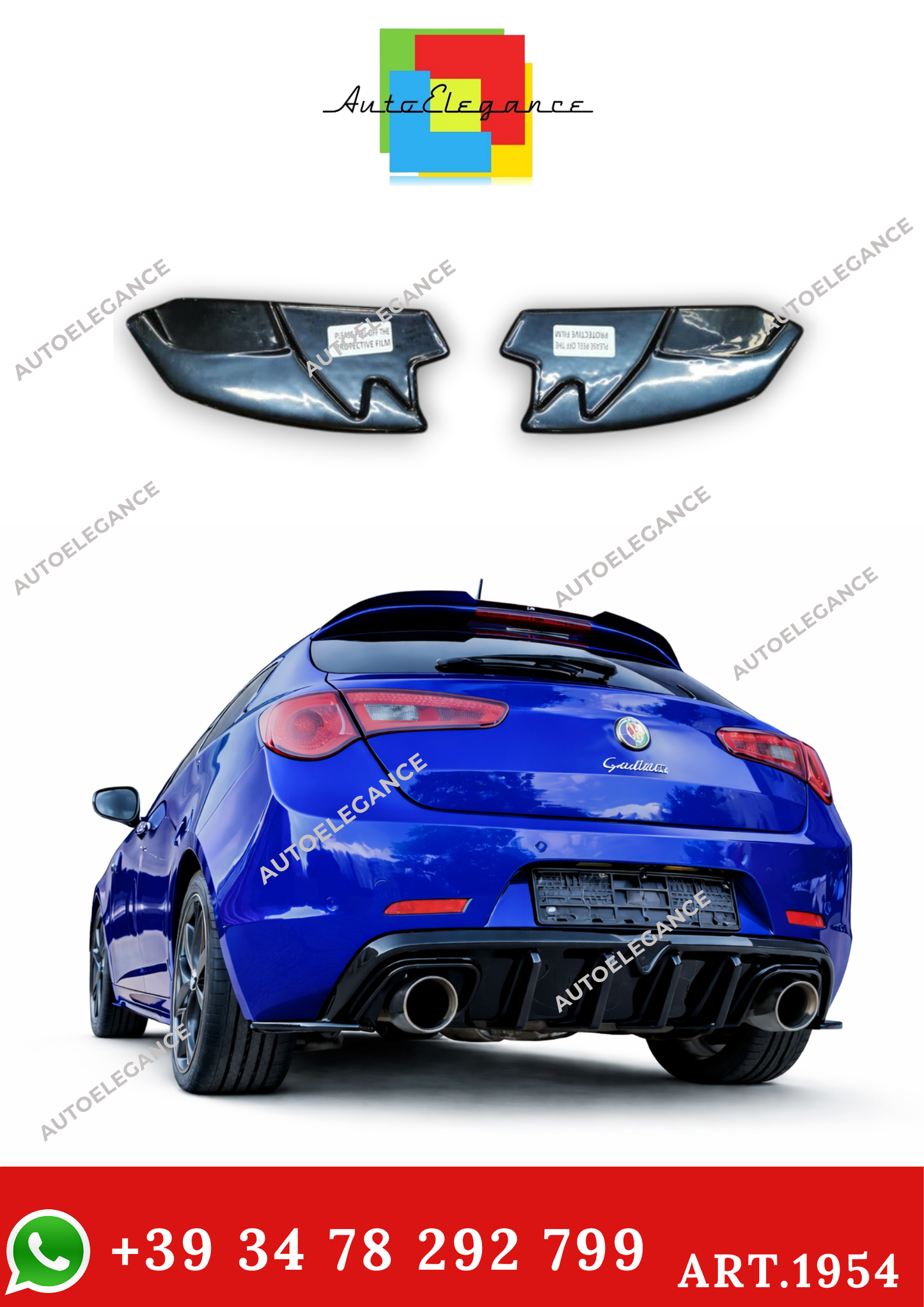 💫ART. 1954 FLAPS POSTERIORE ADATTO PER A.ROMEO GIULIETTA NERO LUCIDO💫