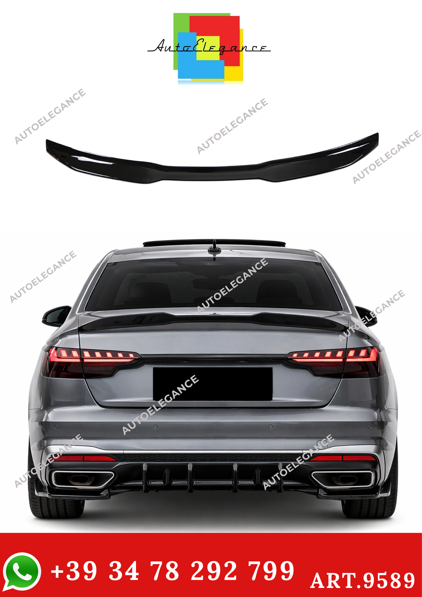💫ART.9589 Spoiler Posteriore per AUDI A4/A4 S-Line/S4 B9 2015-2024💫