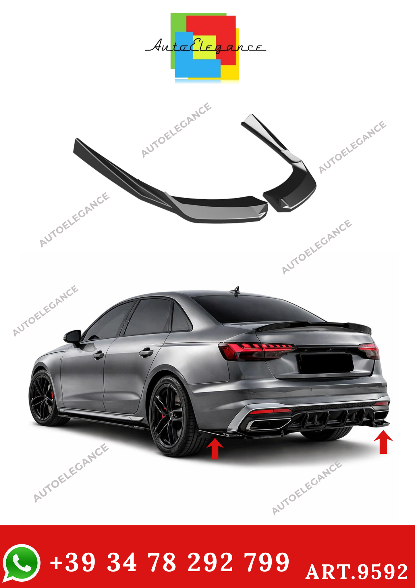 💫ART.9592 Flaps Posteriori Nero Lucido - AUDI A4 S-Line B9 Facelift 2019-2024💫