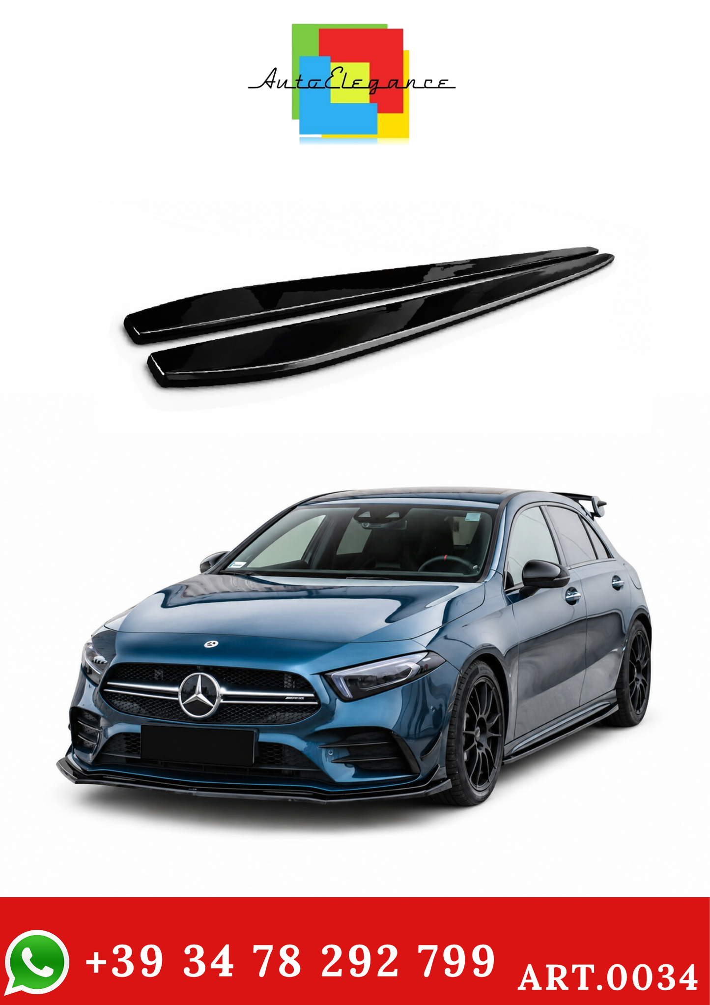 💫ART.0034 SOTTO MINIGONNE NERO LUCIDO PER MERCEDES CLASSE A W177💫
