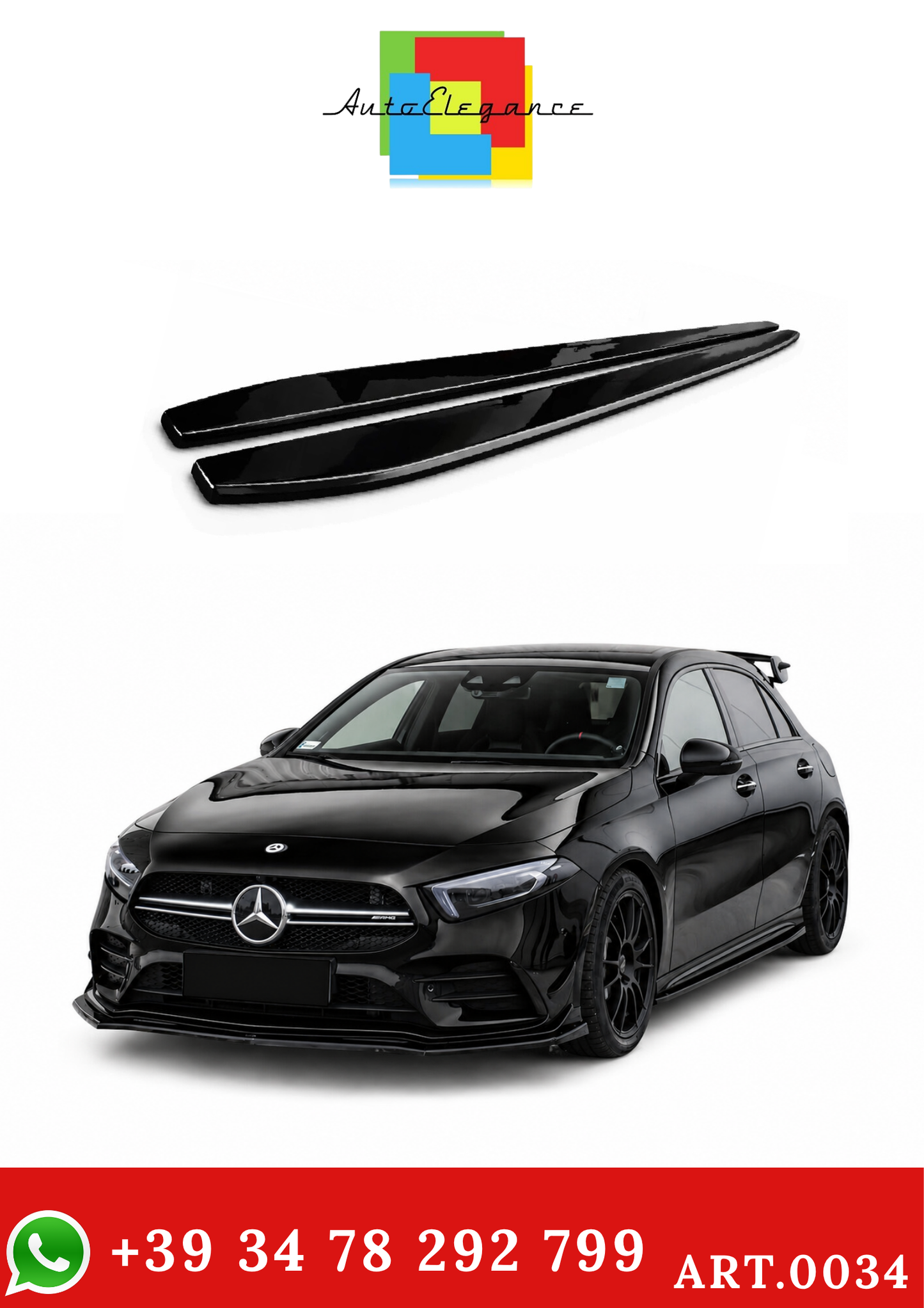 💫ART.0034 SOTTO MINIGONNE NERO LUCIDO PER MERCEDES CLASSE A W177💫