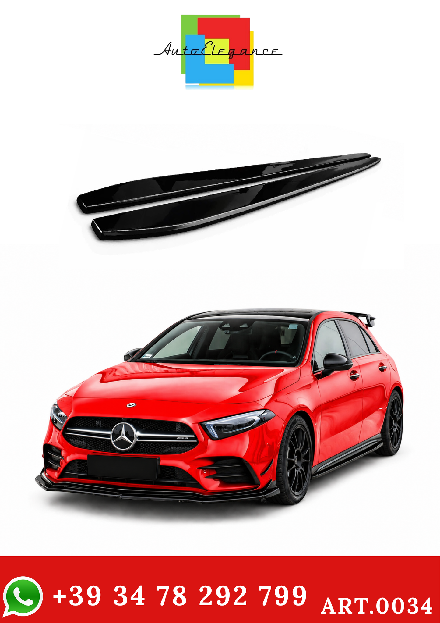 💫ART.0034 SOTTO MINIGONNE NERO LUCIDO PER MERCEDES CLASSE A W177💫