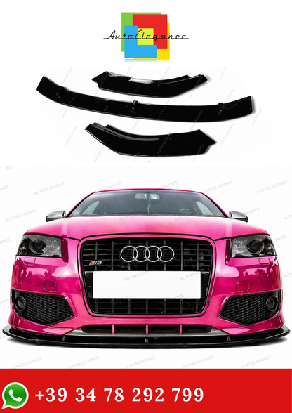💫Splitter Anteriore Per AUDI S3 8P 2003-2007 Pre-Facelift Nero Lucido💫