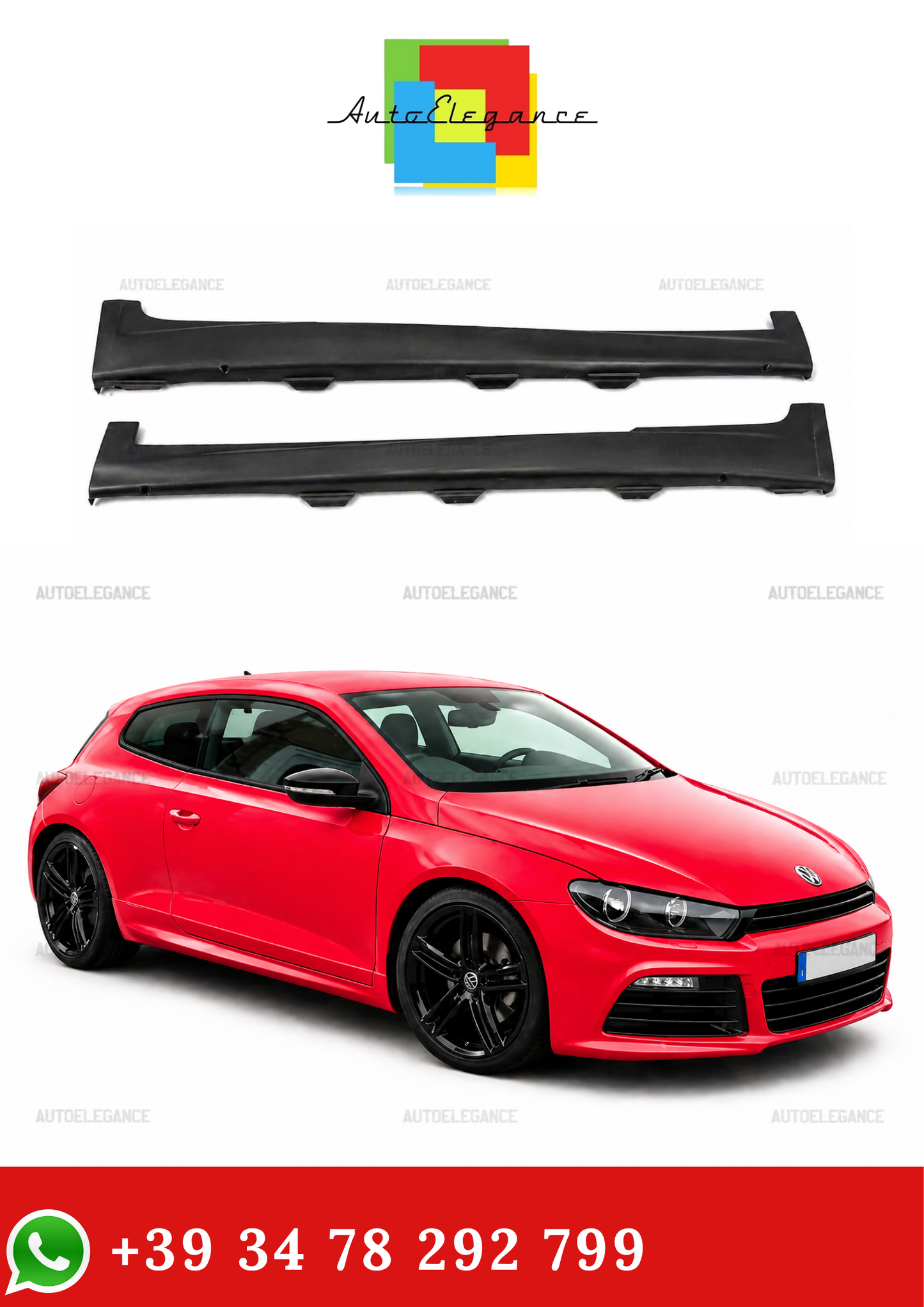 💫ART.0258  Minigonne Laterali Grezzo per Scirocco MK3 R 2008💫