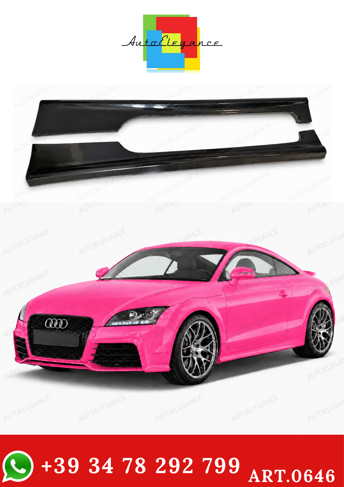 💫ART.0646 MINIGONNE ADATTE PER AUDI TT 8J 2009-2014 LOOK RS (GREZZO)💫