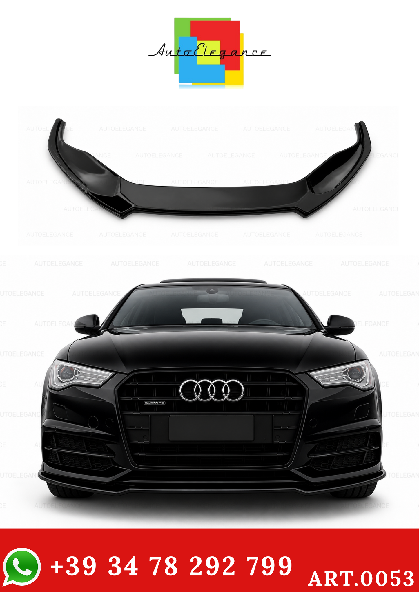 💫ART.0053 PLITTER ANTERIORE PER AUDI A6 4G C7 NERO LUCIDO💫