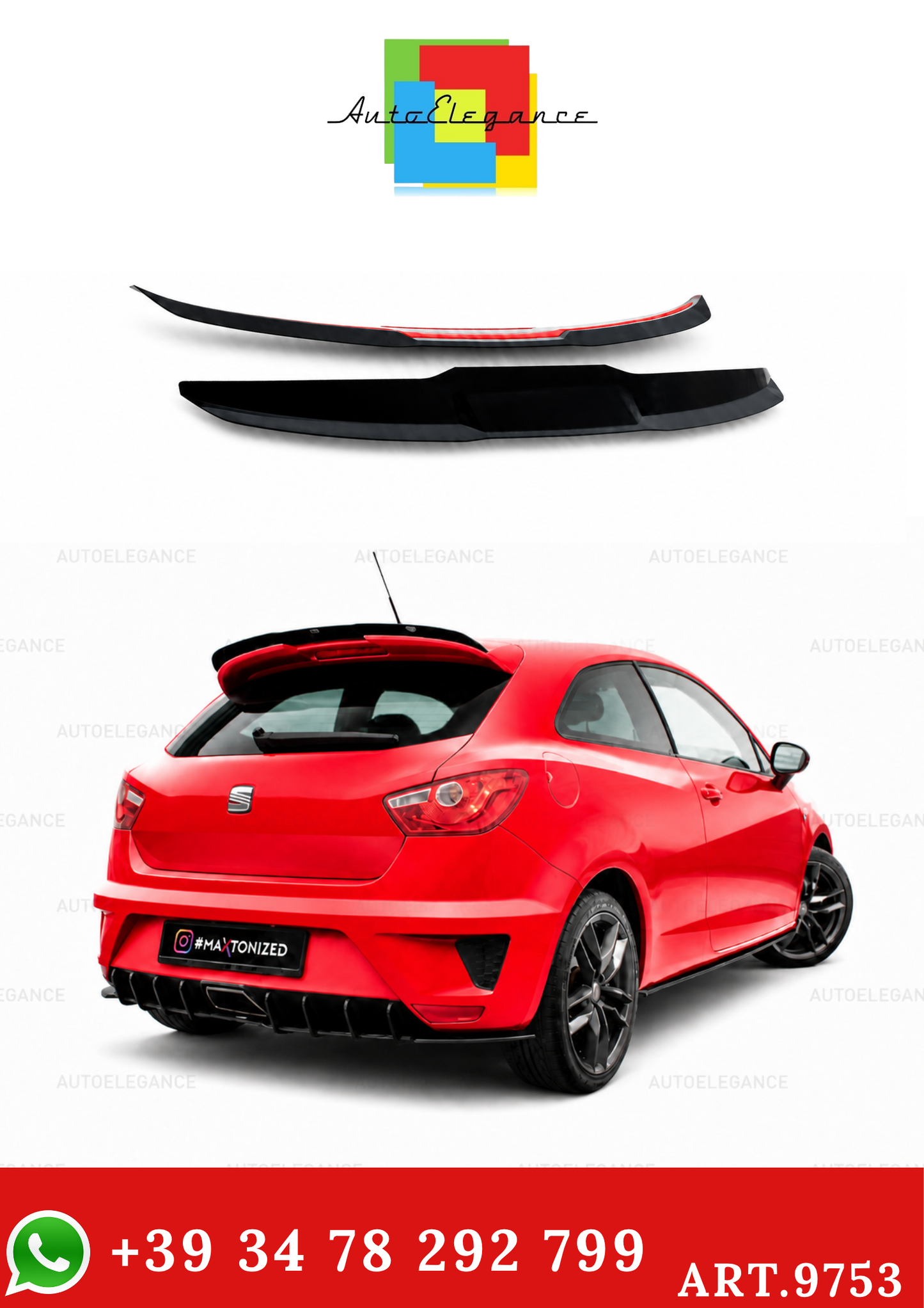 💫ART.9753 SPOILER POSTERIORE SEAT IBIZA 4 SPORT-COUPE  NERO LUCIDO💫