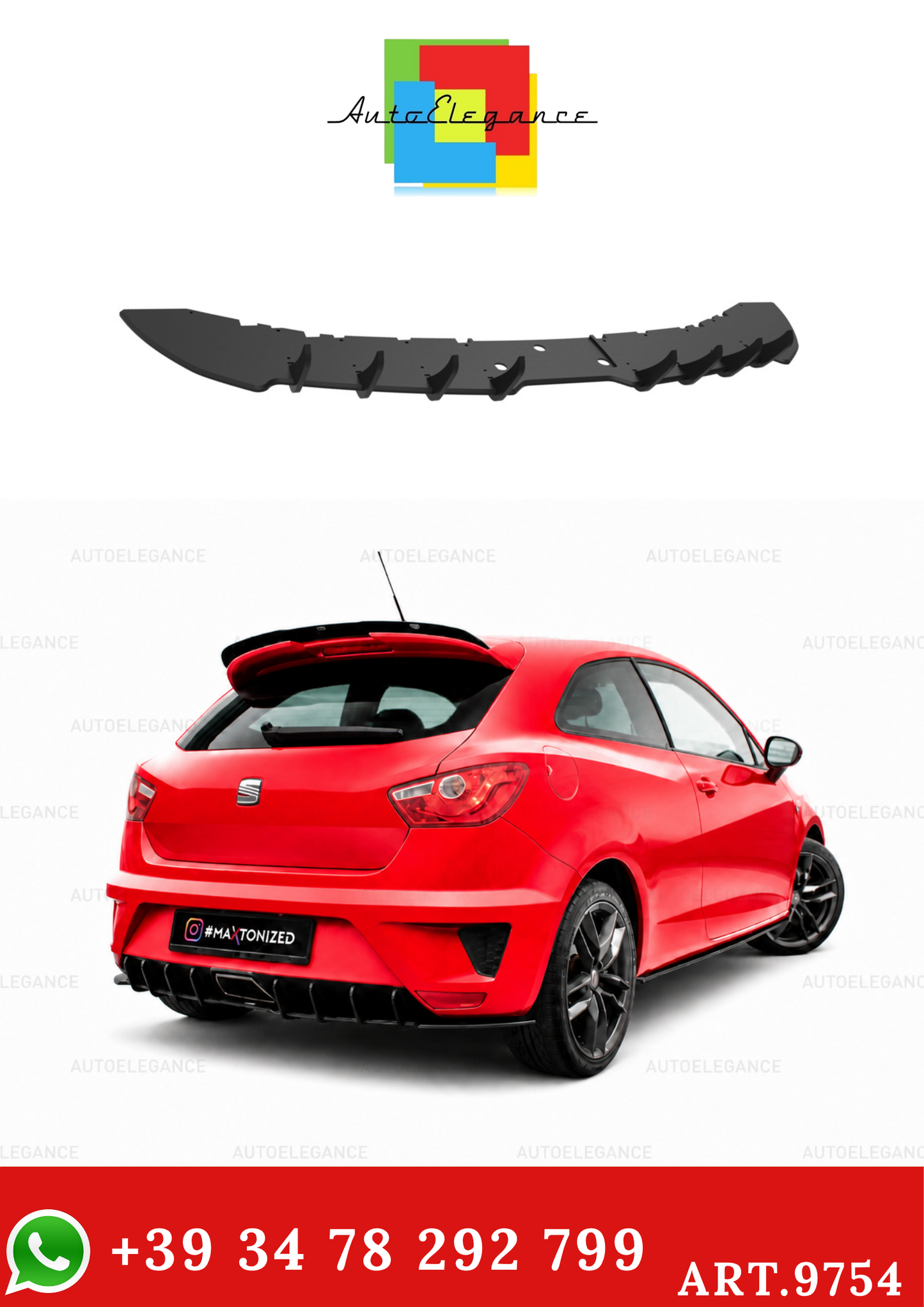 💫ART.9754 DIFFUSORE POSTERIORE SEAT IBIZA 4 SPORT-COUPE  NERO OPACO💫