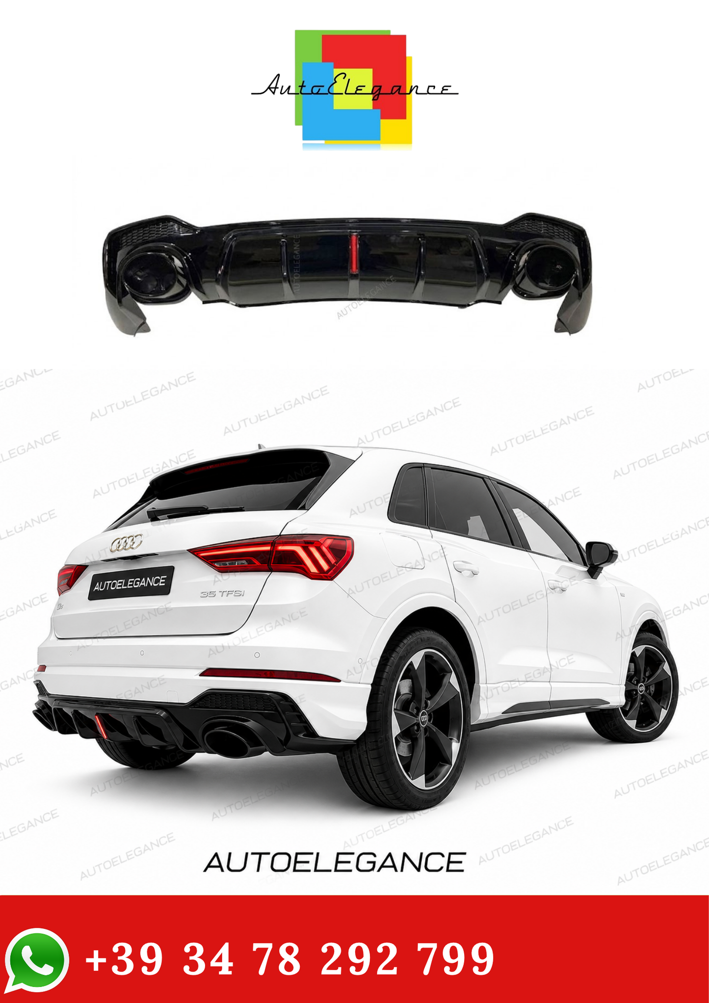 💫Diffusore Posteriore adatto per Audi Q3 SUV 2018-2022 Sline Look RSQ3 SUV💫