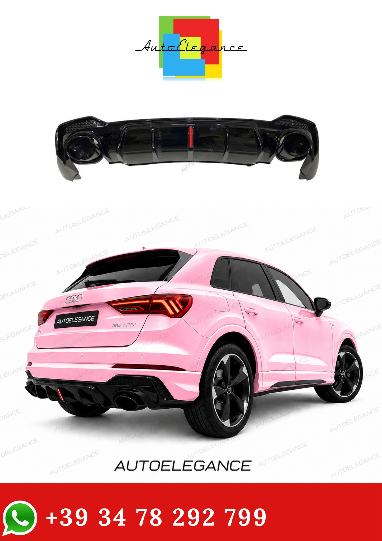 💫Diffusore Posteriore adatto per Audi Q3 SUV 2018-2022 Sline Look RSQ3 SUV💫