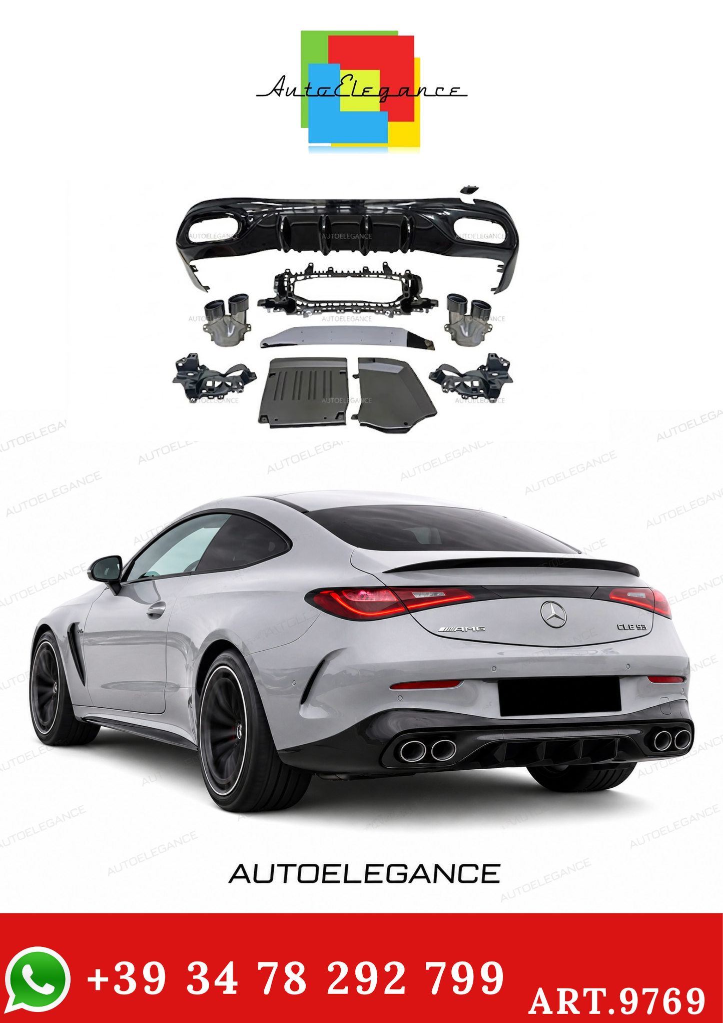 💫ART.9769 DIFFUSORE POSTERIORE STILE CLE53 NERO LUCIDO PER CLE W236 AMG-LINE💫
