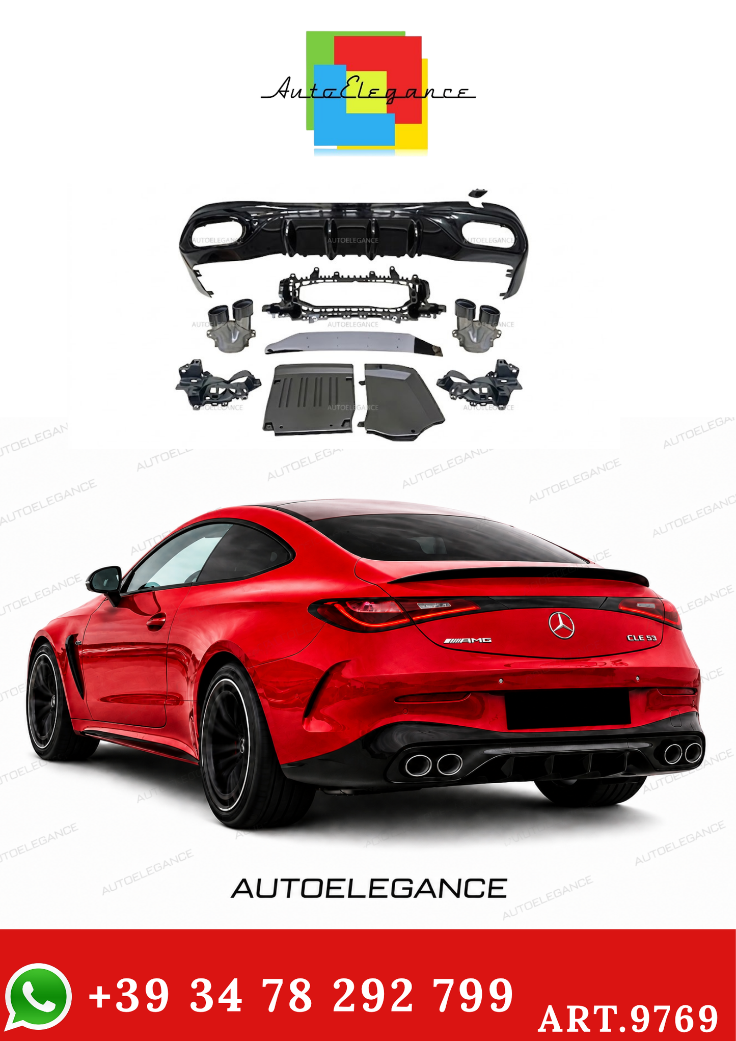 💫ART.9769 DIFFUSORE POSTERIORE STILE CLE53 NERO LUCIDO PER CLE W236 AMG-LINE💫