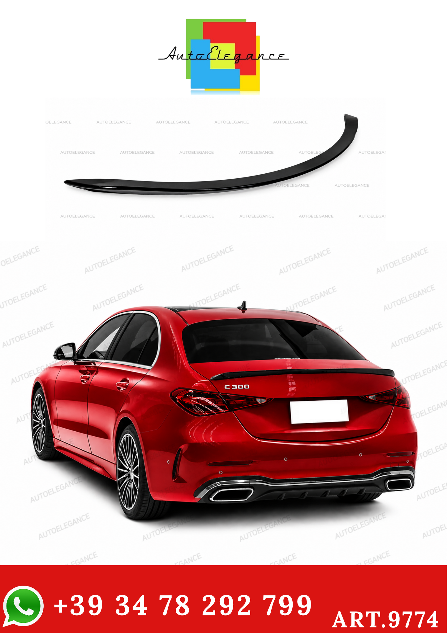 💫ART.9774 Spoiler Posteriore Nero Lucido per W206 C63 2021+💫