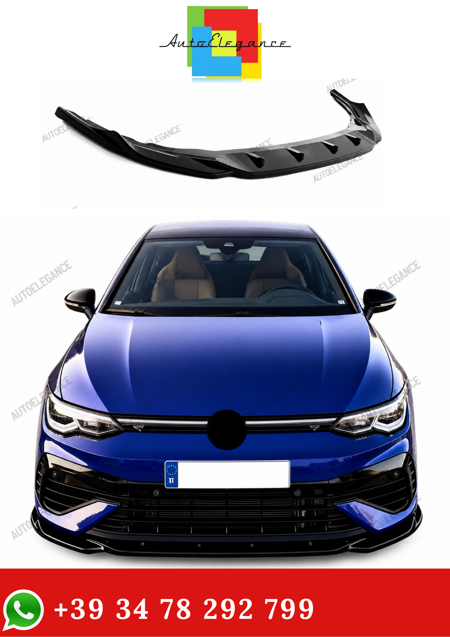 💫Splitter Anteriore Nero Lucido per Golf R MK8 2020-2024💫