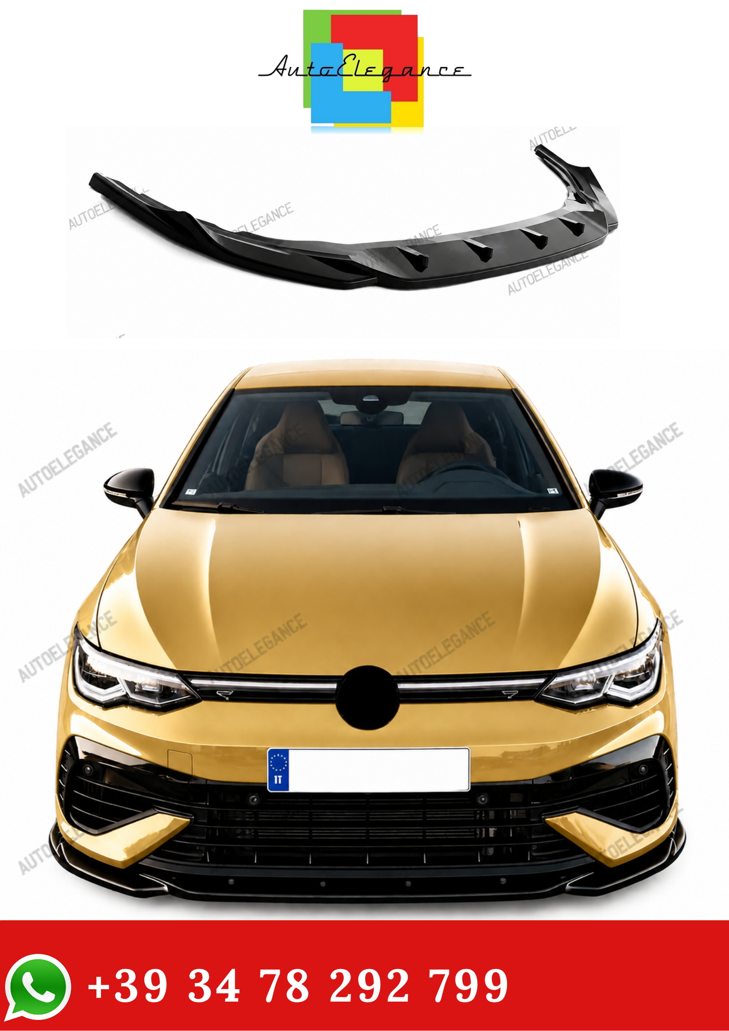 💫Splitter Anteriore Nero Lucido per Golf R MK8 2020-2024💫