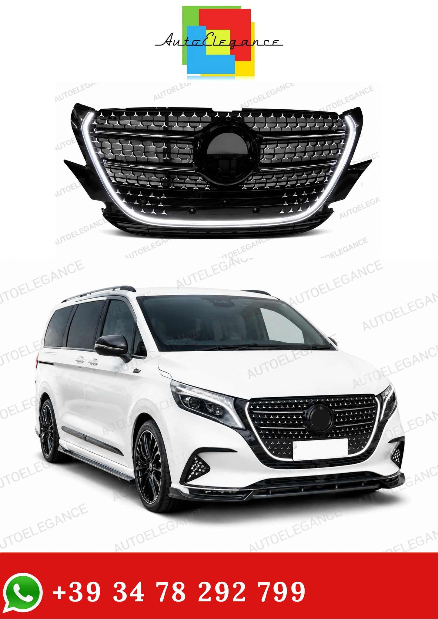 💫Griglia Anteriore Stile M per Mercedes Vito W448 2024+ Pre Facelift💫