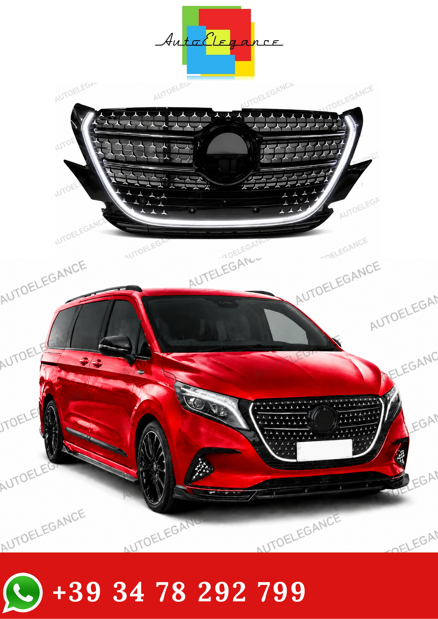 💫Griglia Anteriore Stile M per Mercedes Vito W448 2024+ Pre Facelift💫