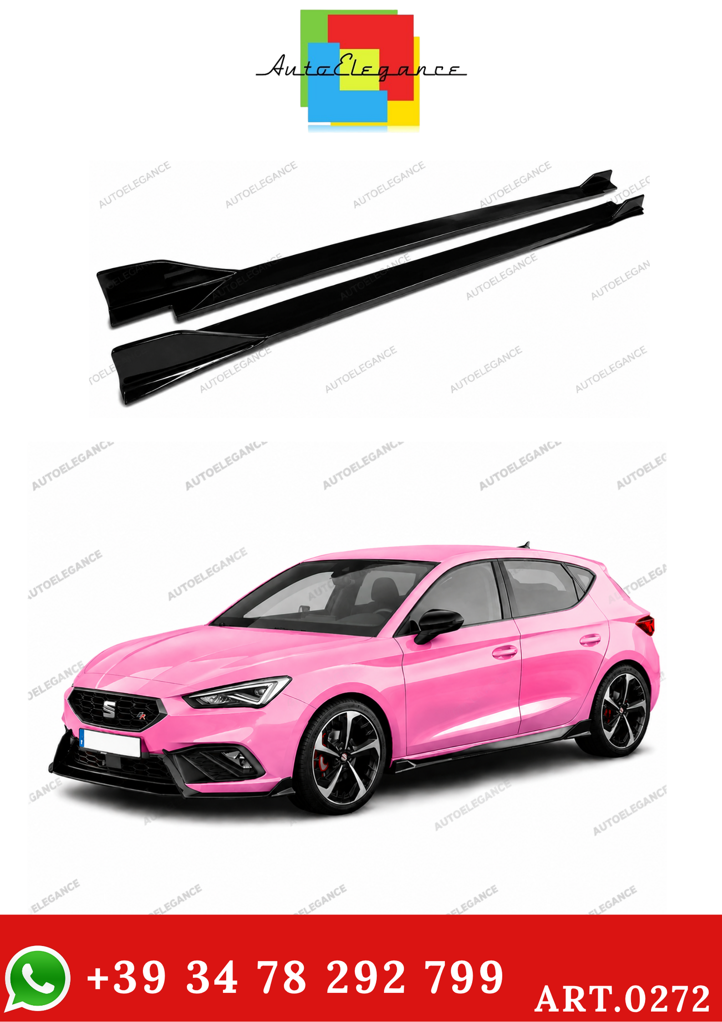 💫ART. 0272 Sotto Minigonne Nero Lucido per SEAT IBIZA 5 2017+💫