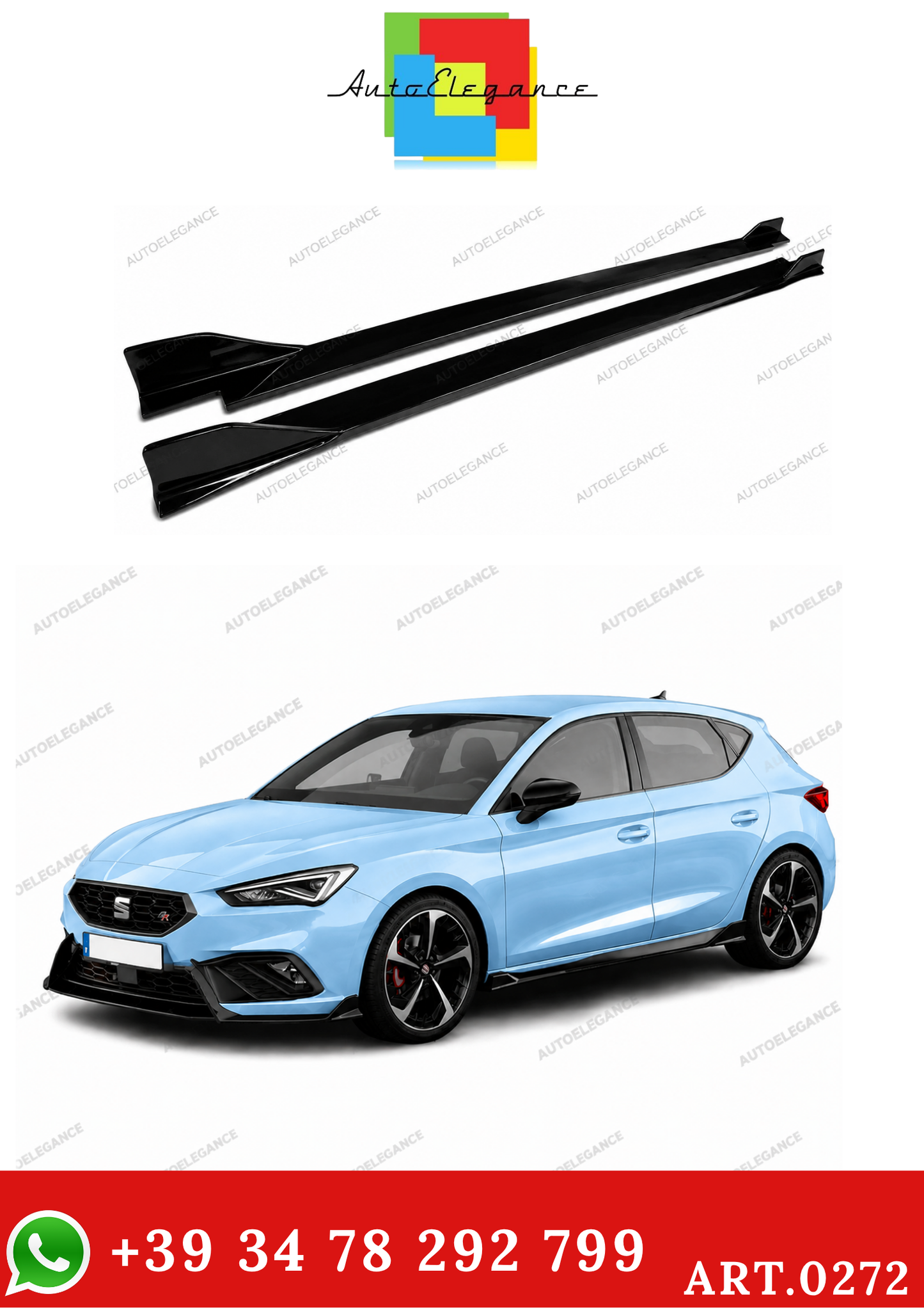 💫ART. 0272 Sotto Minigonne Nero Lucido per SEAT IBIZA 5 2017+💫