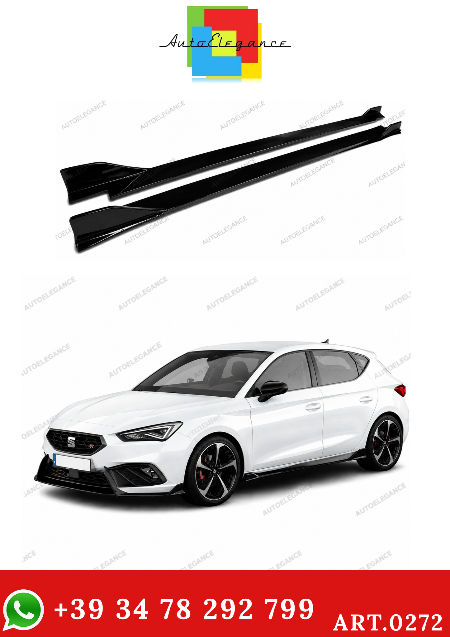💫ART. 0272 Sotto Minigonne Nero Lucido per SEAT IBIZA 5 2017+💫