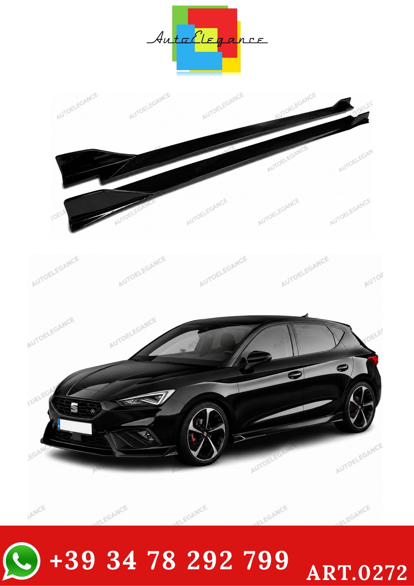 💫ART. 0272 Sotto Minigonne Nero Lucido per SEAT IBIZA 5 2017+💫