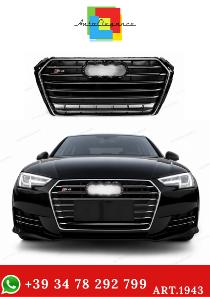 💫ART.1943 GRIGLIA PER AUDI A4 B9 2015-2019 LOOK S4 NERA PROFILI CROMATI💫