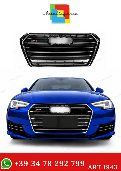 💫ART.1943 GRIGLIA PER AUDI A4 B9 2015-2019 LOOK S4 NERA PROFILI CROMATI💫